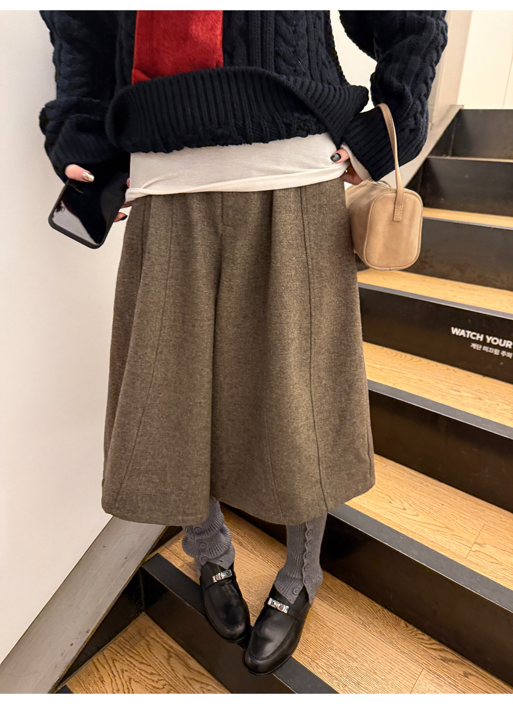 LelyMooch ブラウン系 ウール混 バルーンパンツ  LEM311