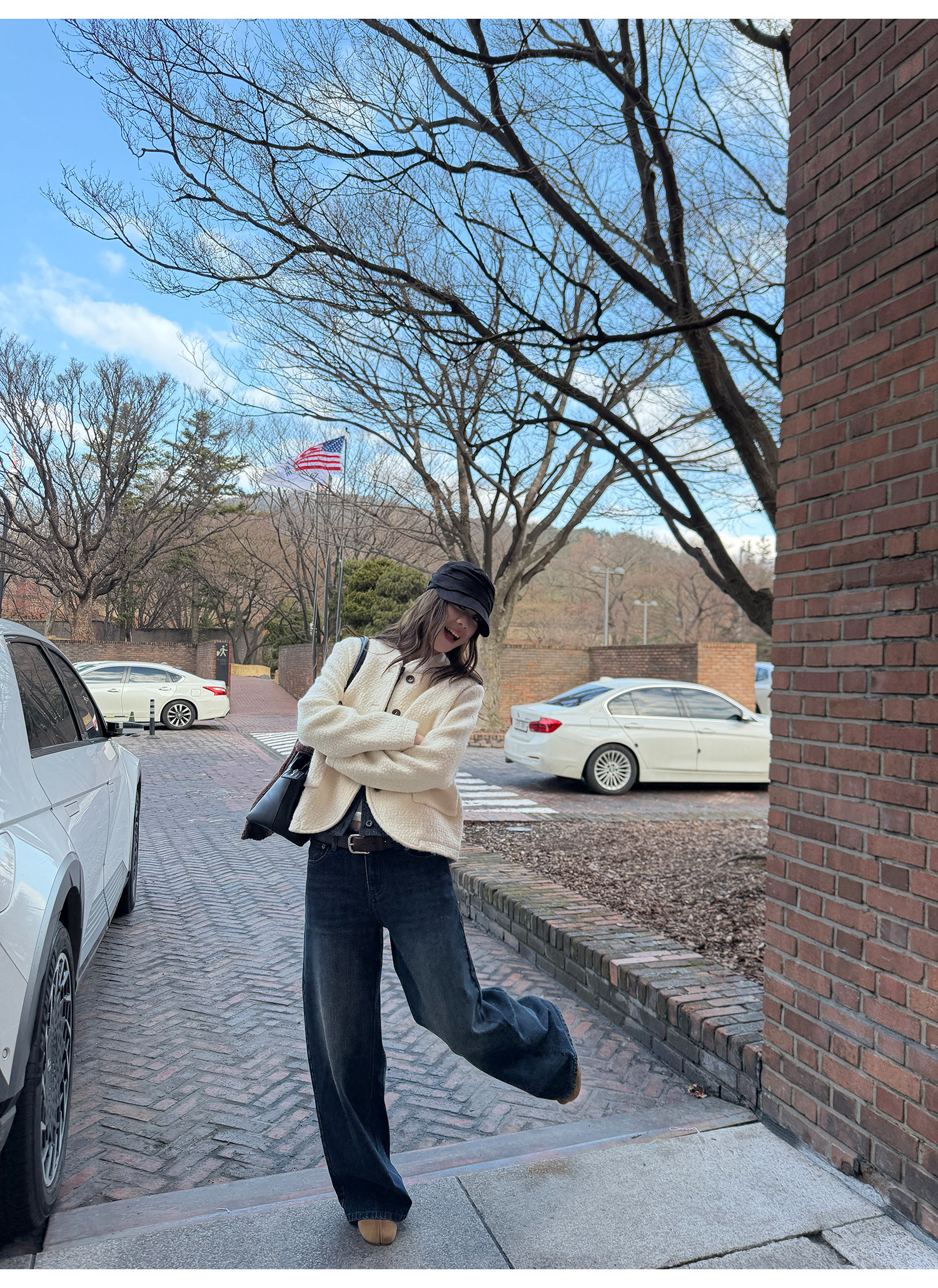 LelyMooch 色落ち加工 ストレートデニムパンツ　LEM304