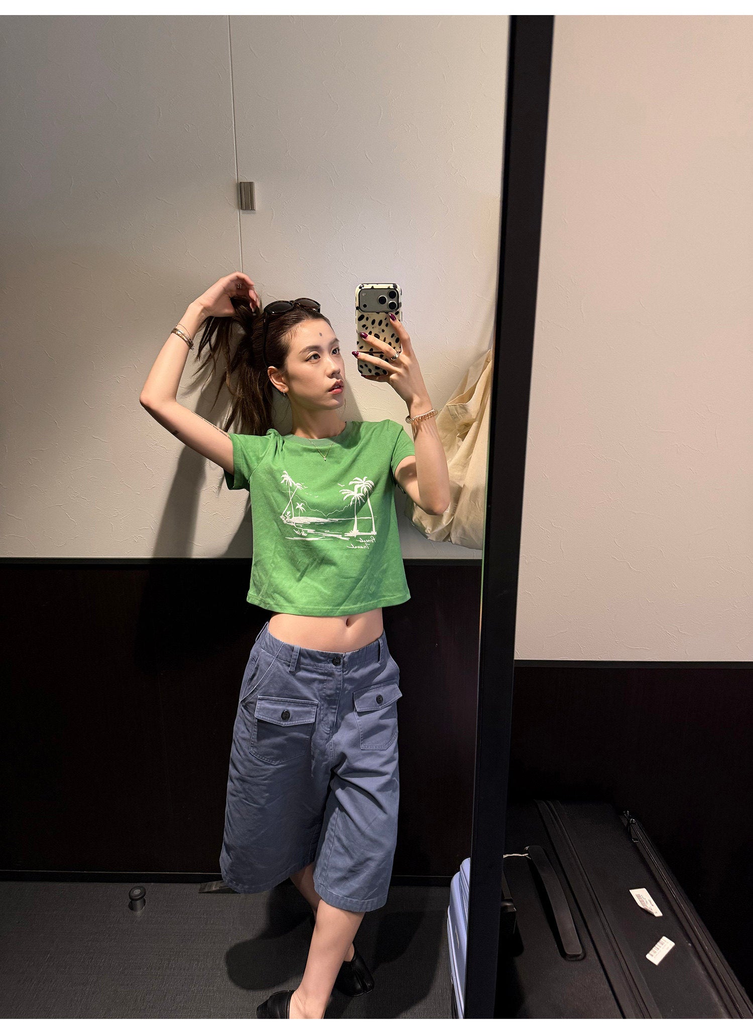 LelyMooch パームツリークロップドTシャツ  LEM376