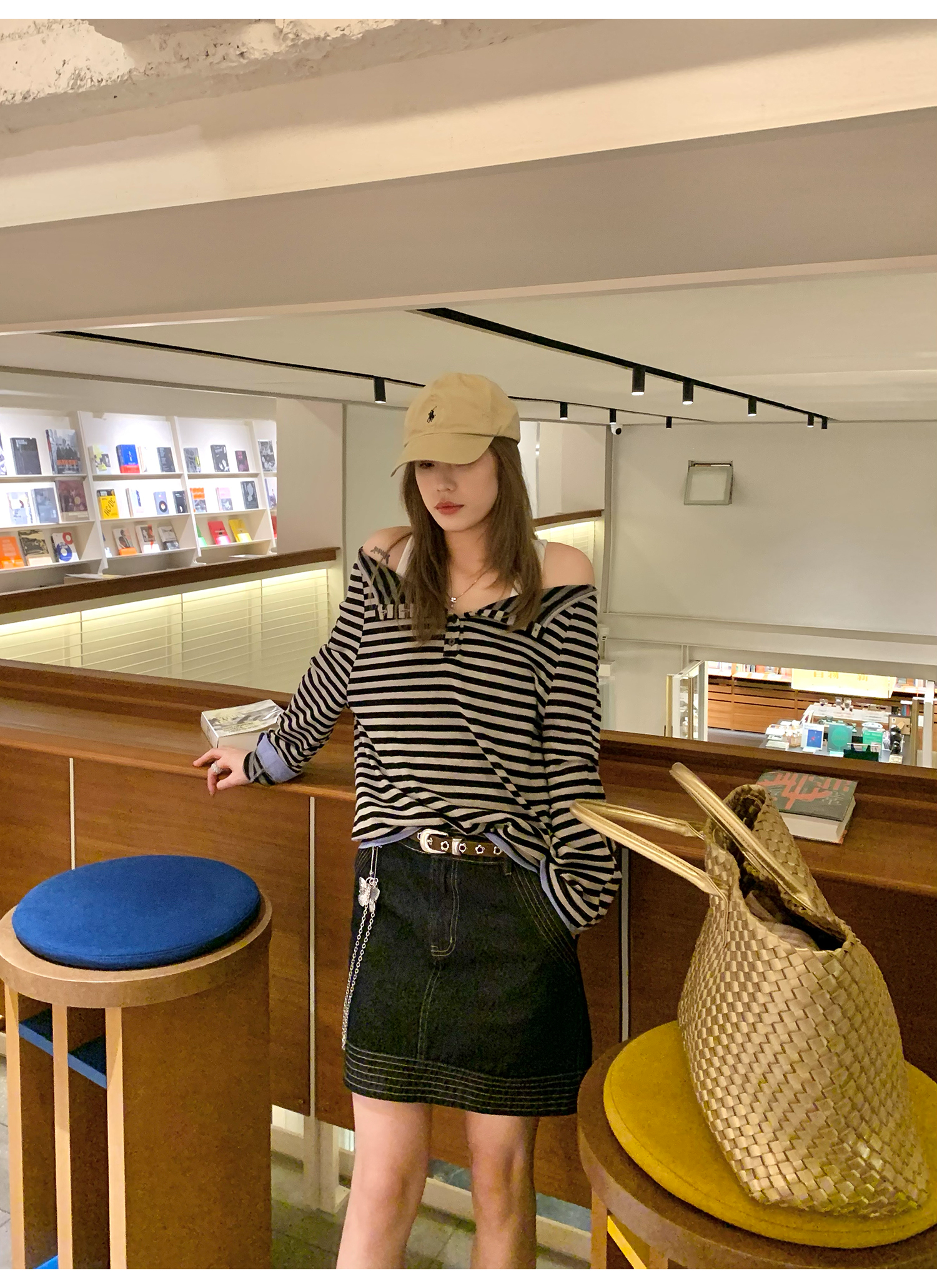 LelyMooch 　デニムスカート‌  インディゴ　LEM129