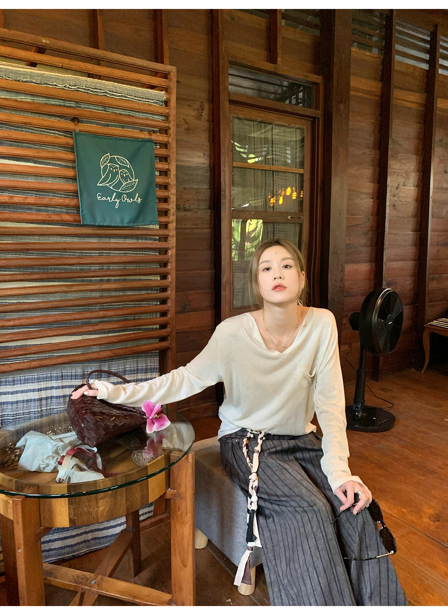 LelyMooch old money style｜ストライプスラックス  LEM140