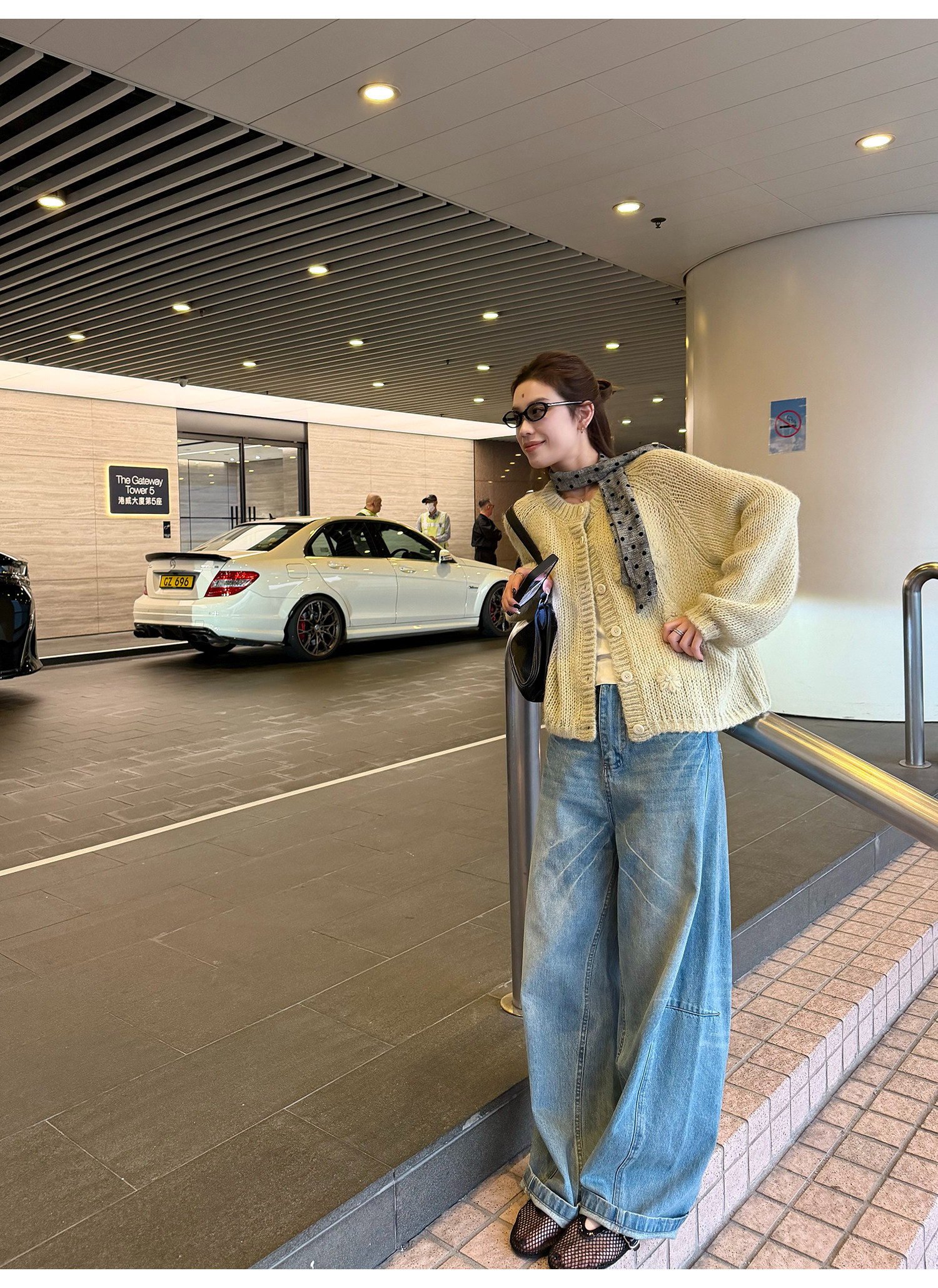 LelyMooch 立体フラワー編み ウール混ニットカーディガン LEM324