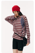 Striped Half-Zip Long Sleeve LOM104
