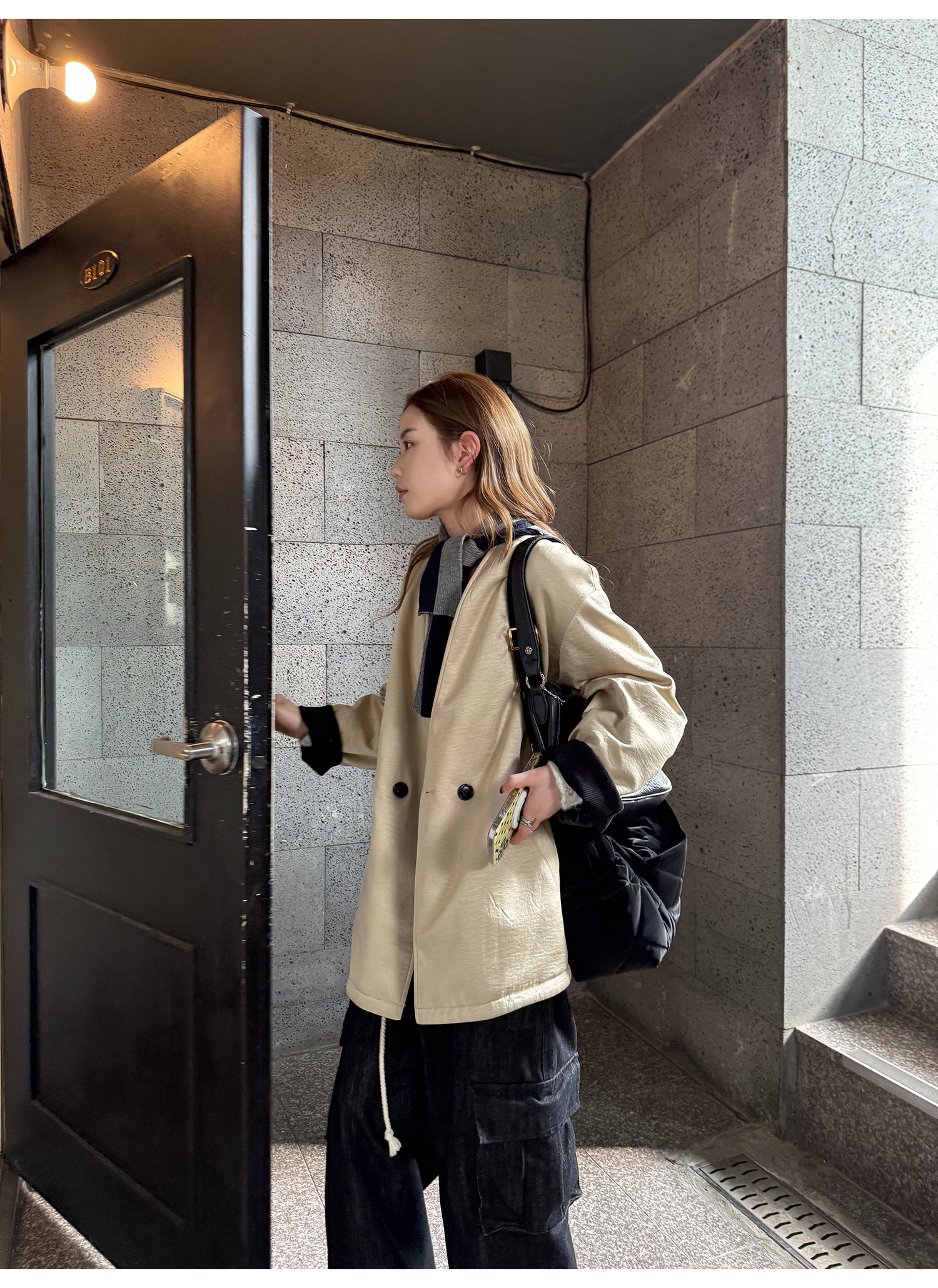 LelyMooch コーデュロイ リバーシブル中綿コート  LEM265