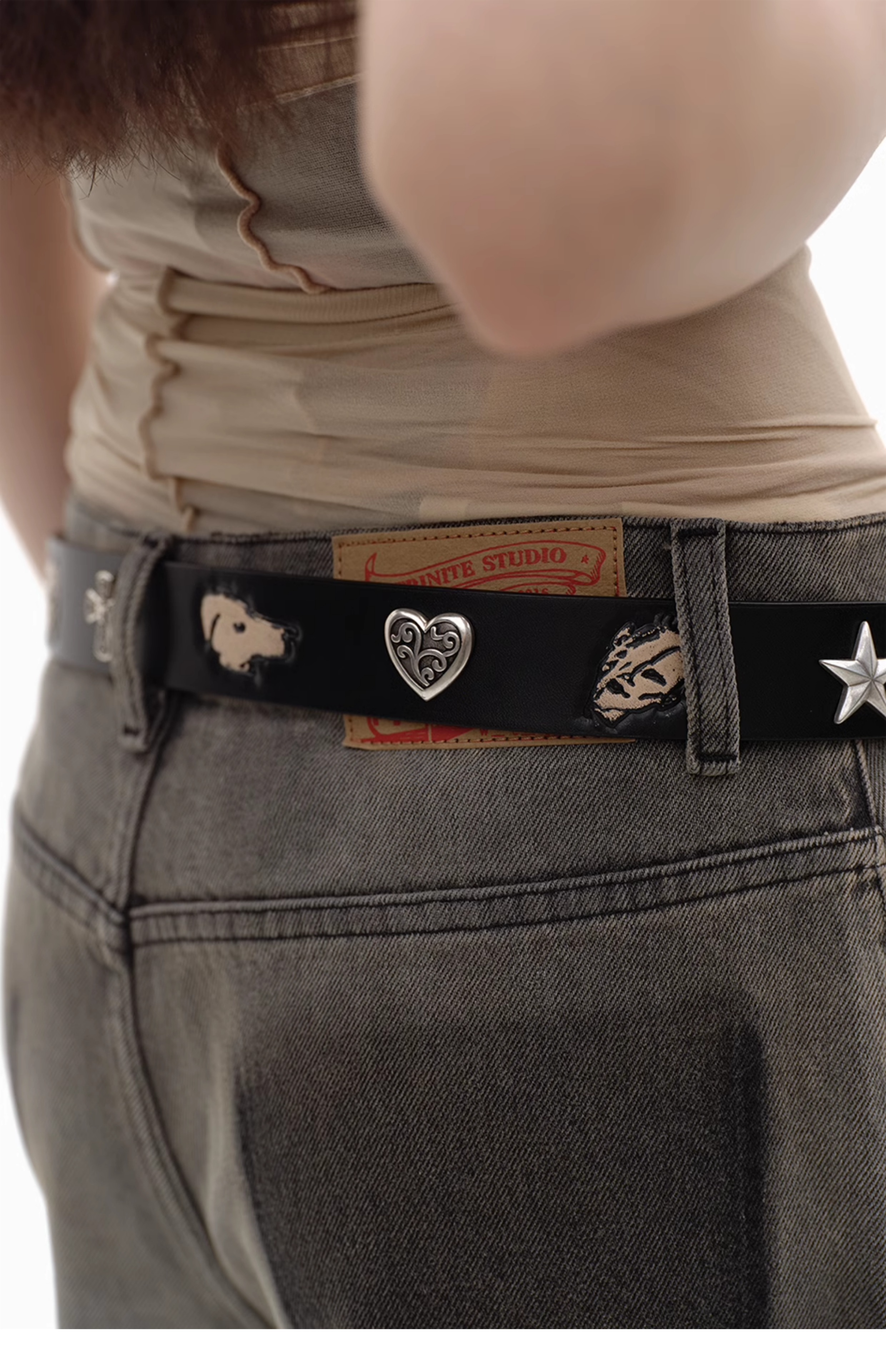 本革チャームベルト🖤ロック＆ストリートコーデにぴったり！  LEM219