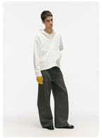 3D Curved Line x Wide Silhouette Structure Tuck Design Denim Pants LOM030