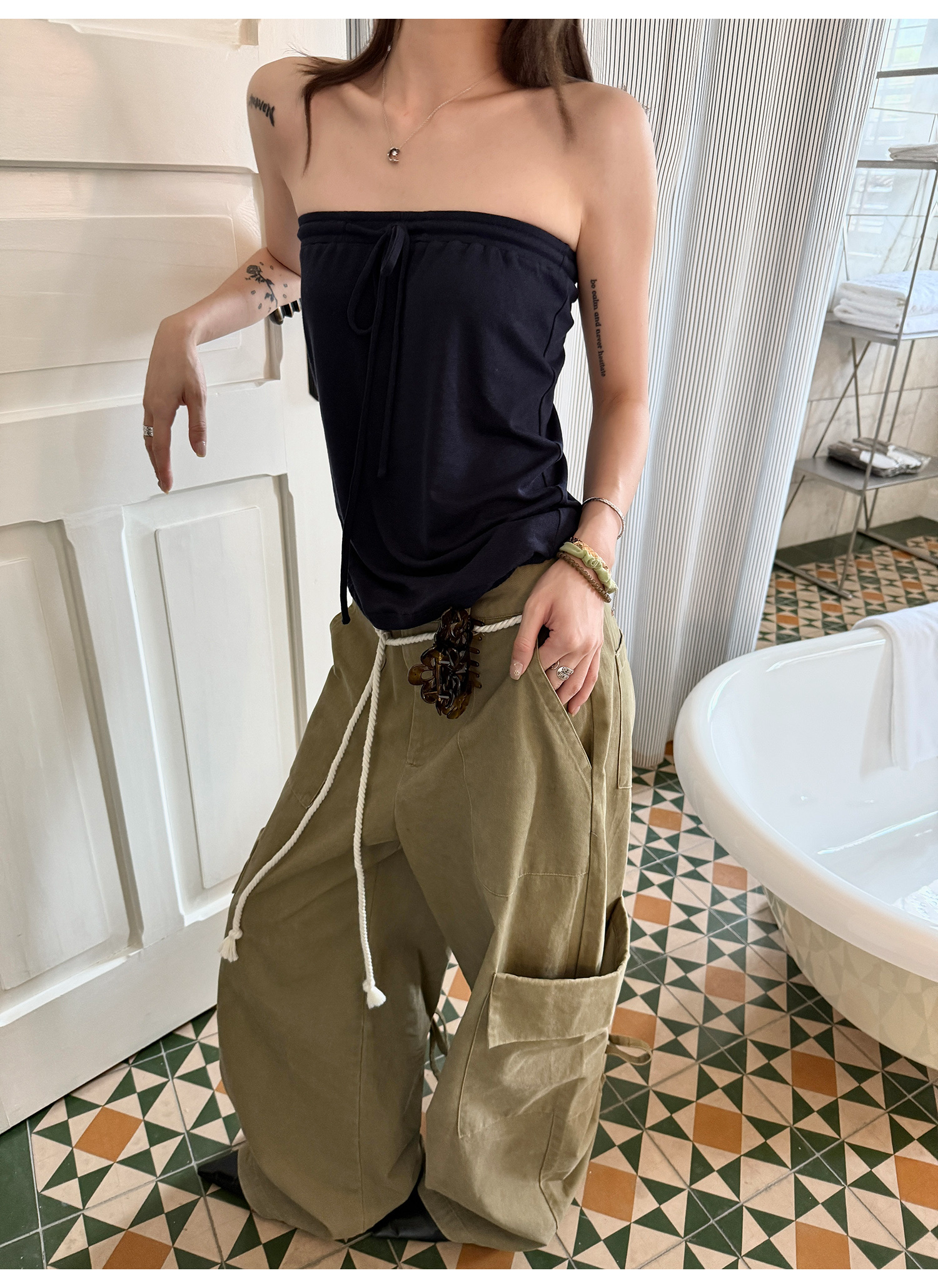 LelyMooch ドローコード付きコットンパンツ  LEM205