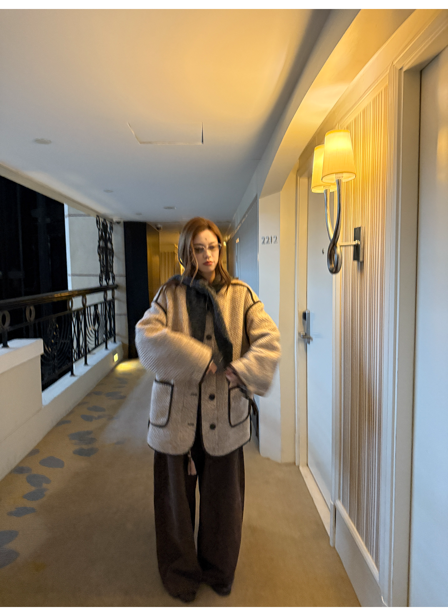 LelyMooch 配色パイピング ループウールジャケット　LEM278