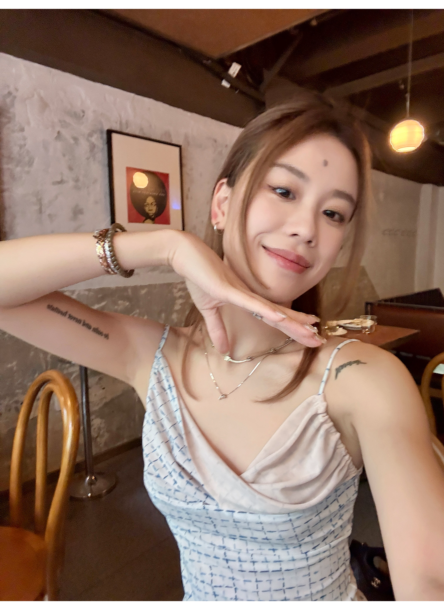 LelyMooch チェック柄 ドレープキャミトップス  LEM191