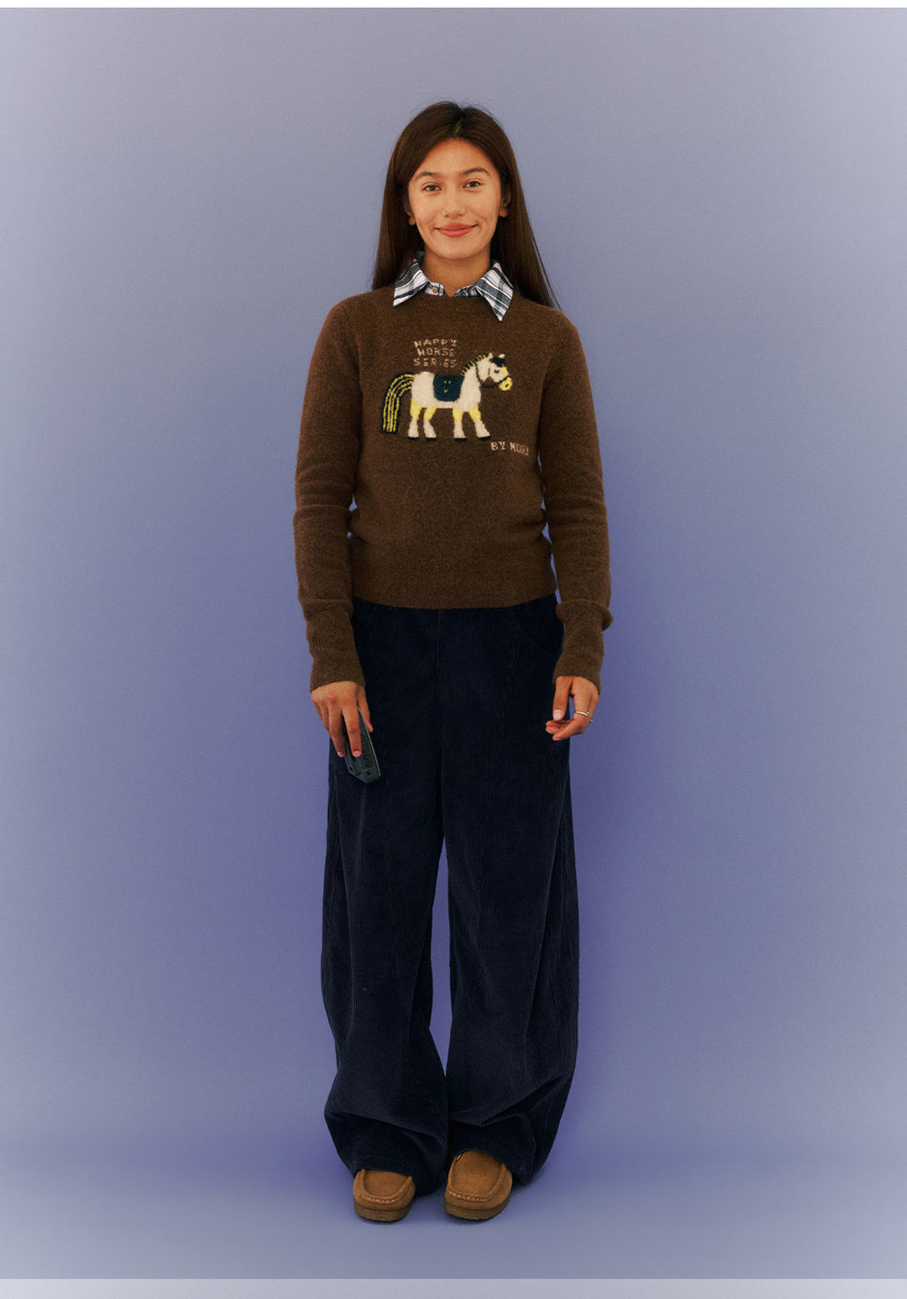 干支・馬モチーフ レトロジャカードニット  LOM040