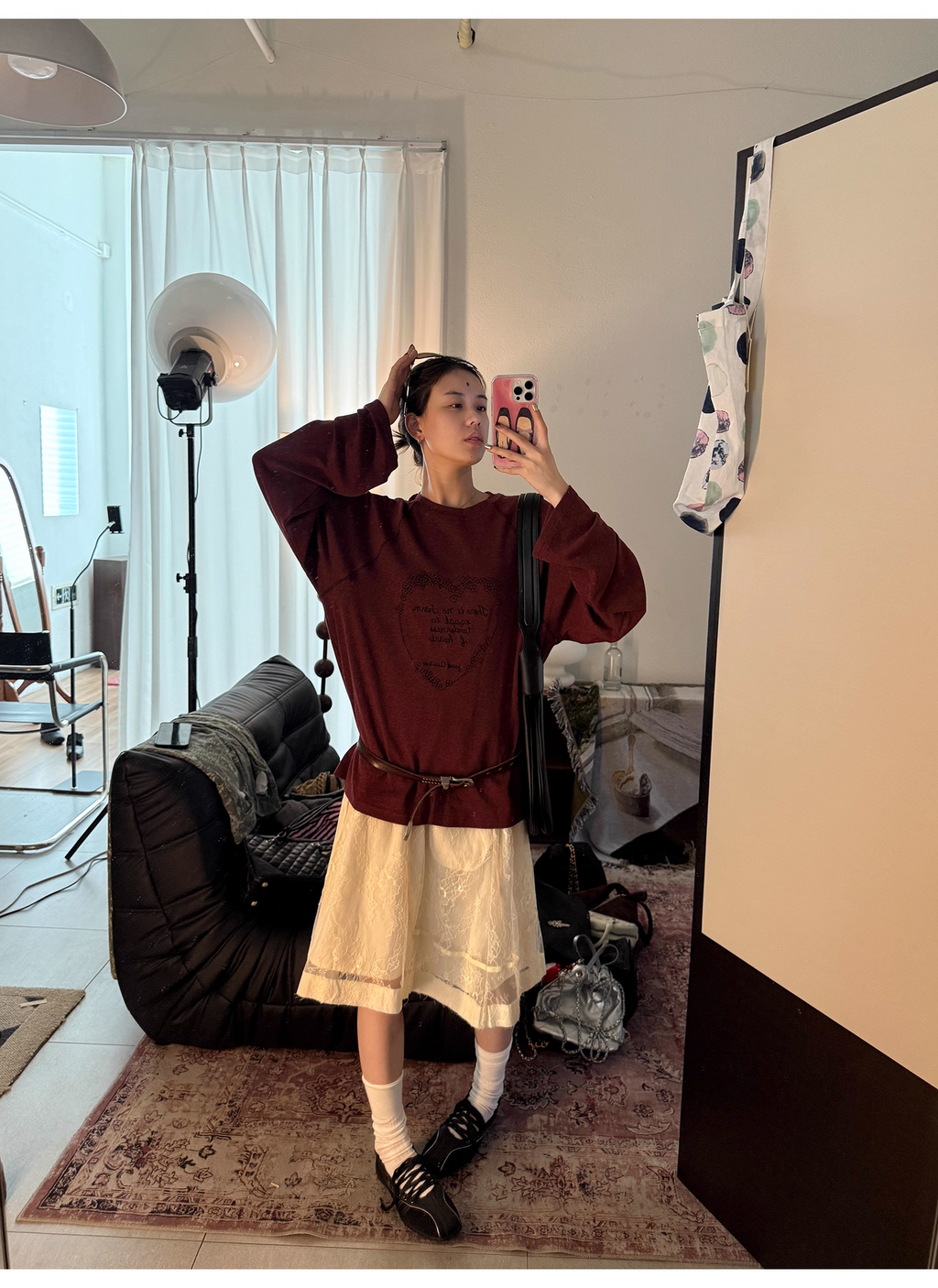 LelyMooch 刺繍ハートのベロアロンT　LEM241