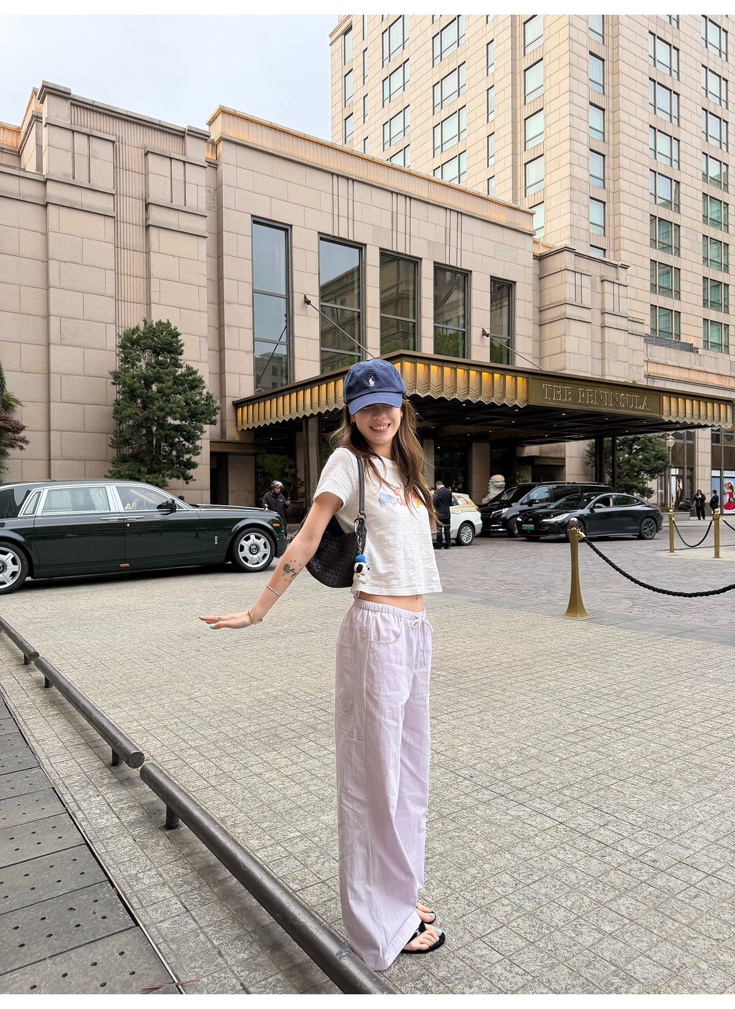 LelyMooch 肌映えラベンダー 抜け感ドロストワイドパンツ  LEM355