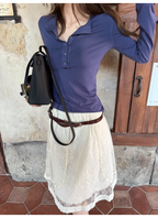 LelyMooch Top in misto lana con scollo alla Henley LEM236