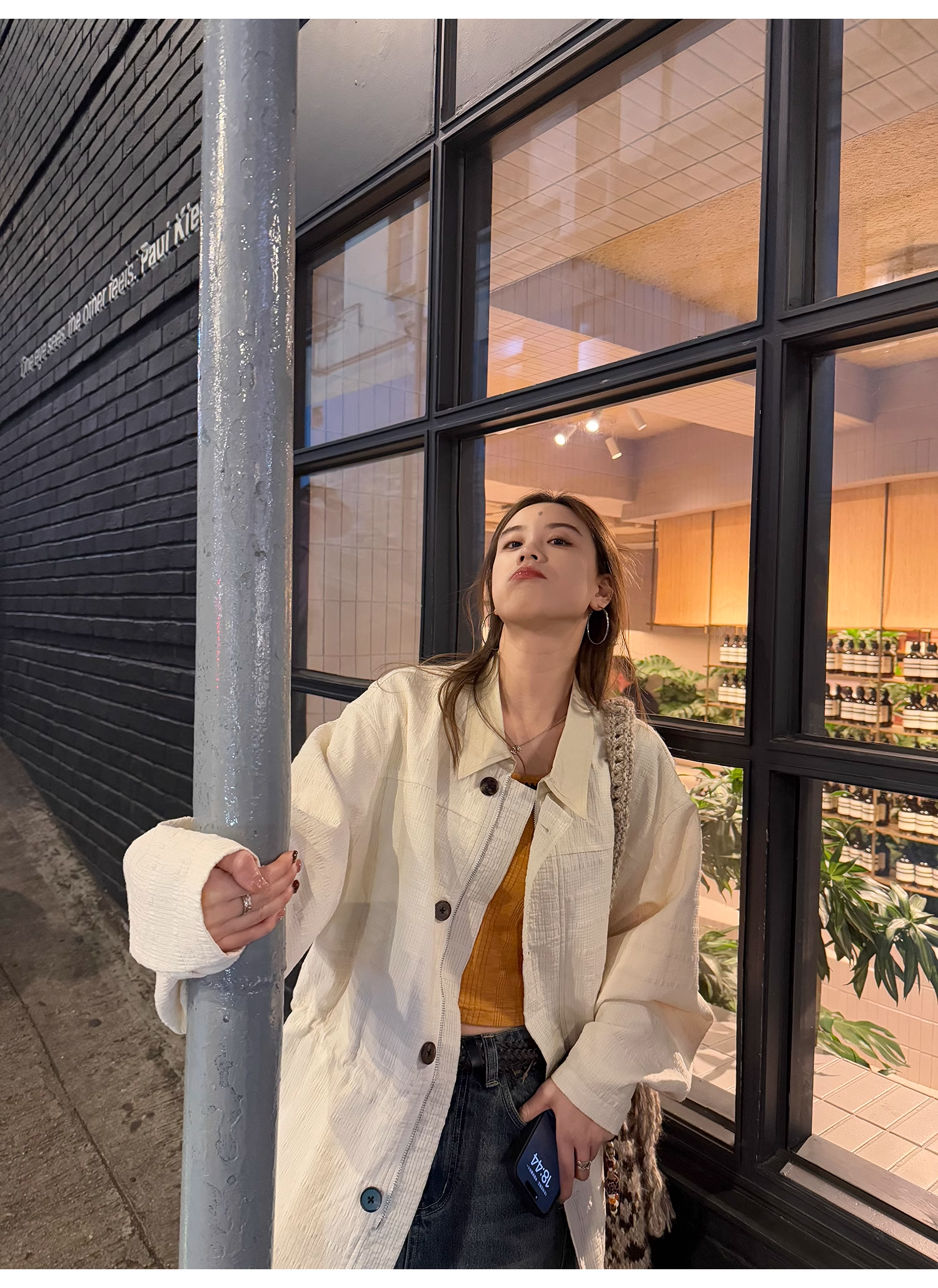 LelyMooch  チェック柄レンチコート ミディト丈  LEM077