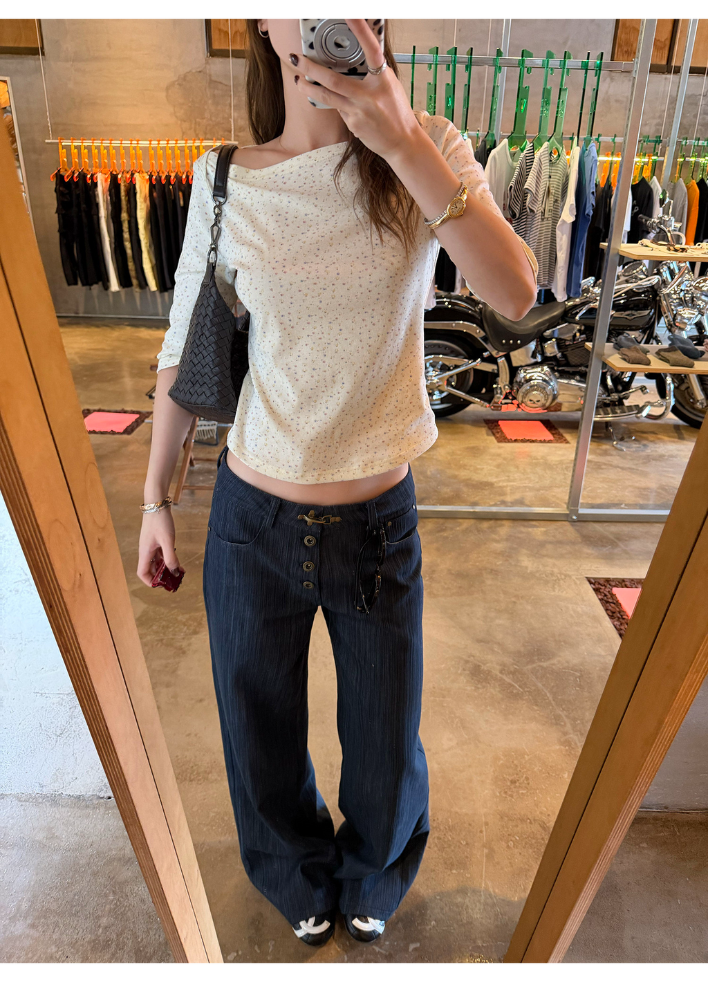 LelyMooch 小花柄 ボートネックカットソー  LEM390