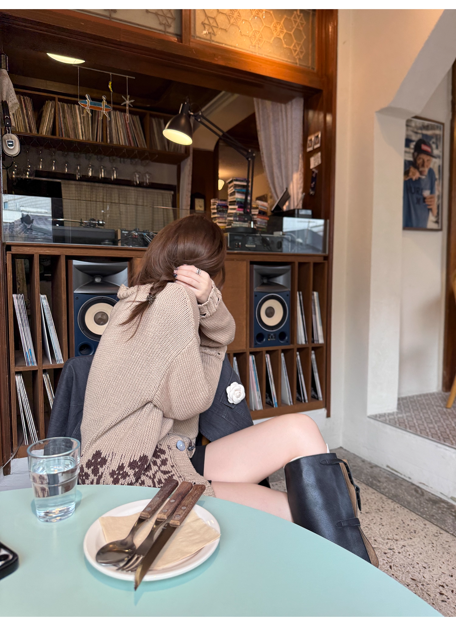 LelyMooch Vネック ニットカーディガン ポケット付き  LEM227