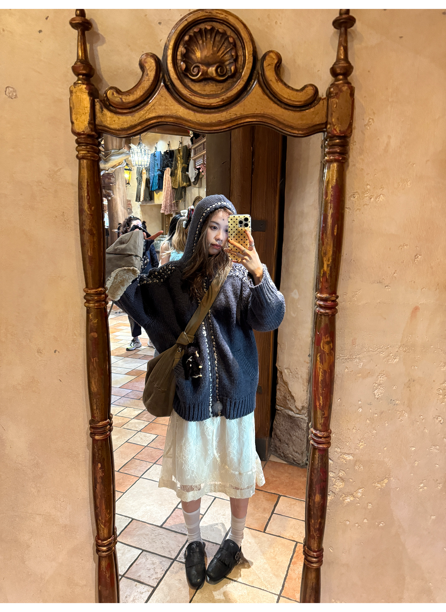 LelyMooch ハリ感レース×ドロストスカート  LEM239