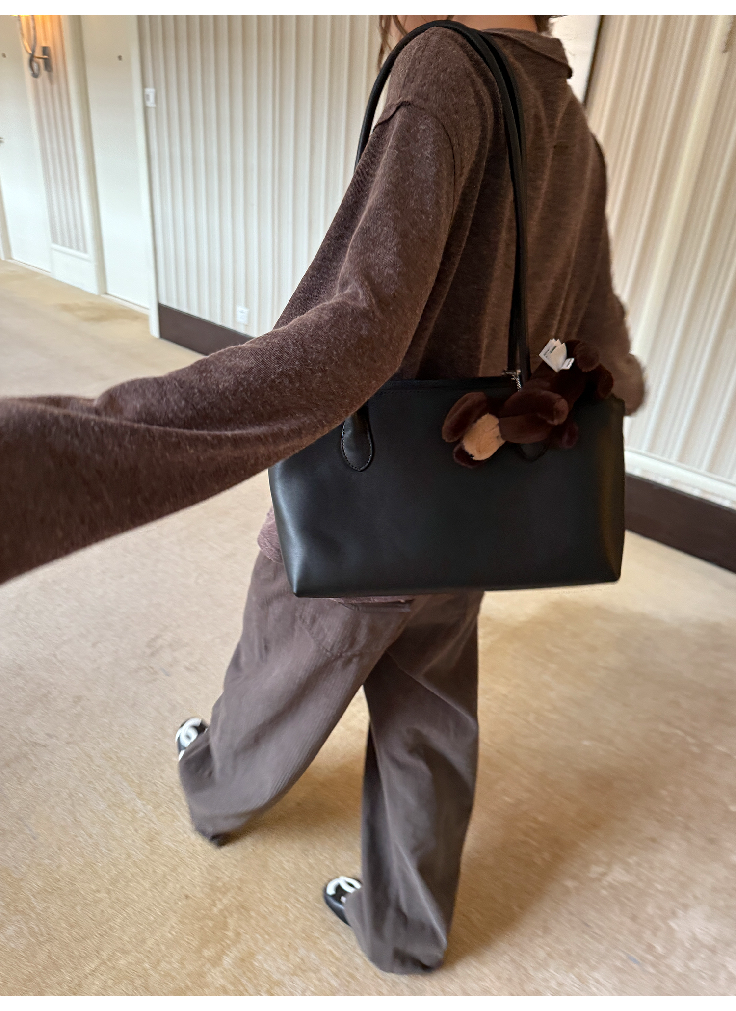 LelyMooch Vネック フェイクウールカーディガン 秋LEM234