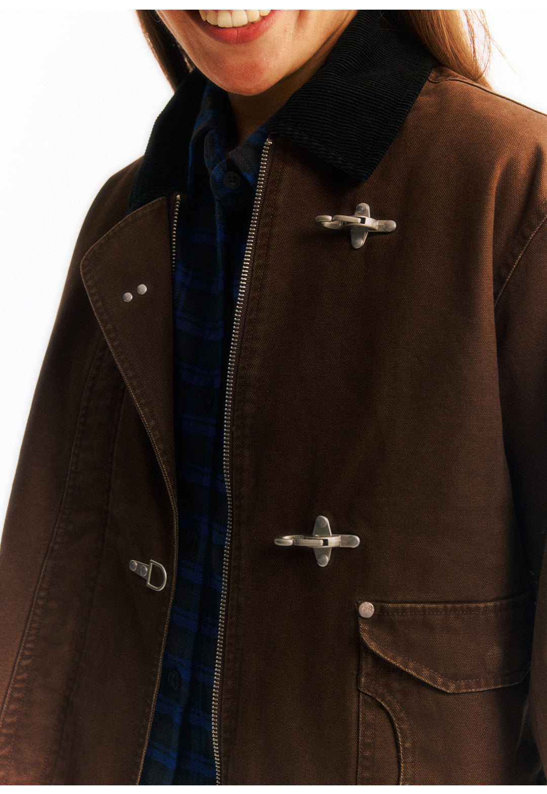 2WAYカラー フライトバックルコーデュロイショートジャケット  LOM045