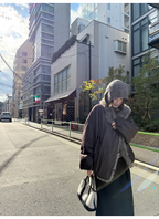 LelyMooch 光沢バイカラーブルゾン｜ボア切替×トグルボタン  LEM280