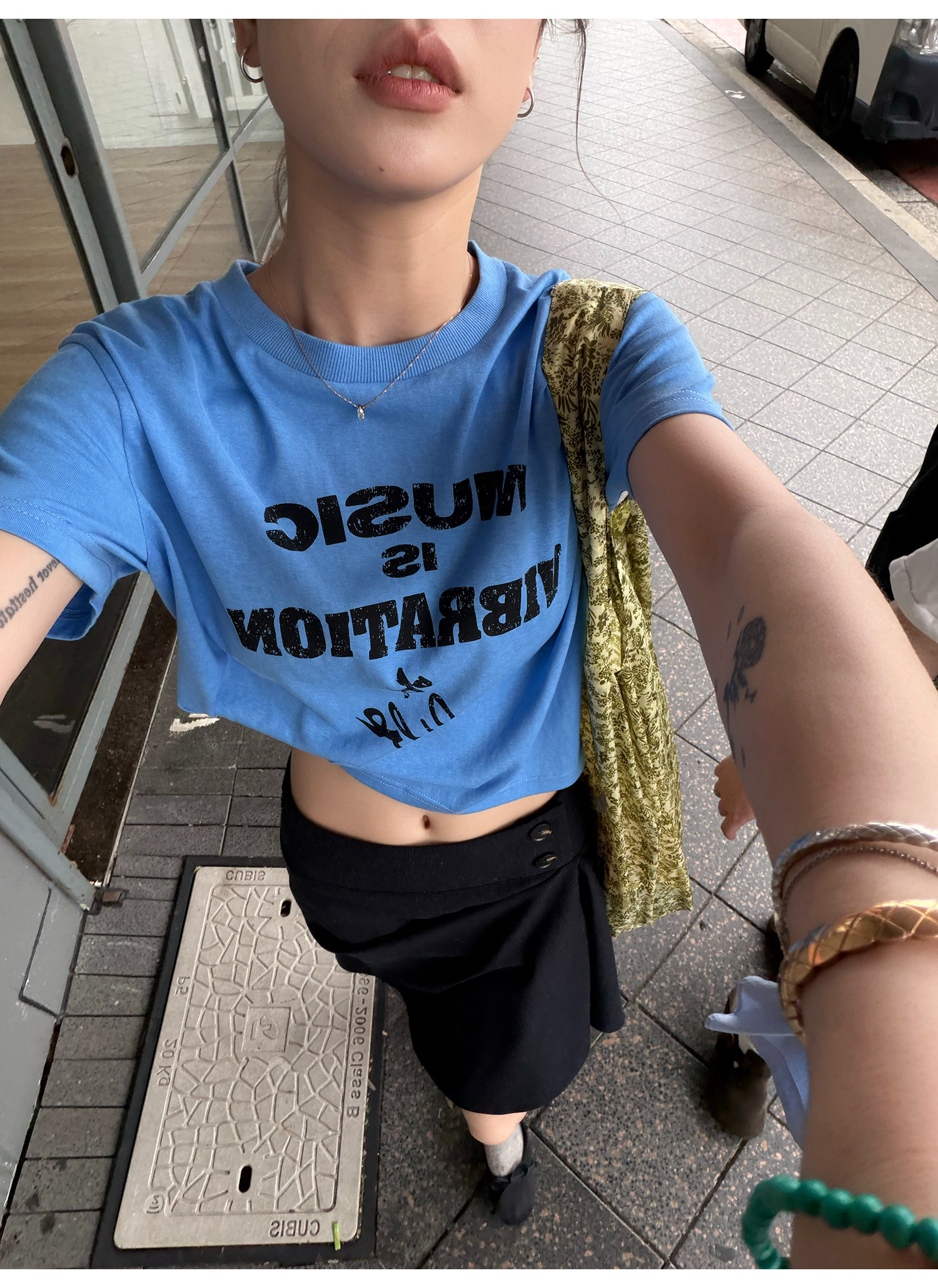 LelyMooch Color Scheme Logo Print x Vintage Slub Cotton-Linen Short Sleeve T-shirt LEM331