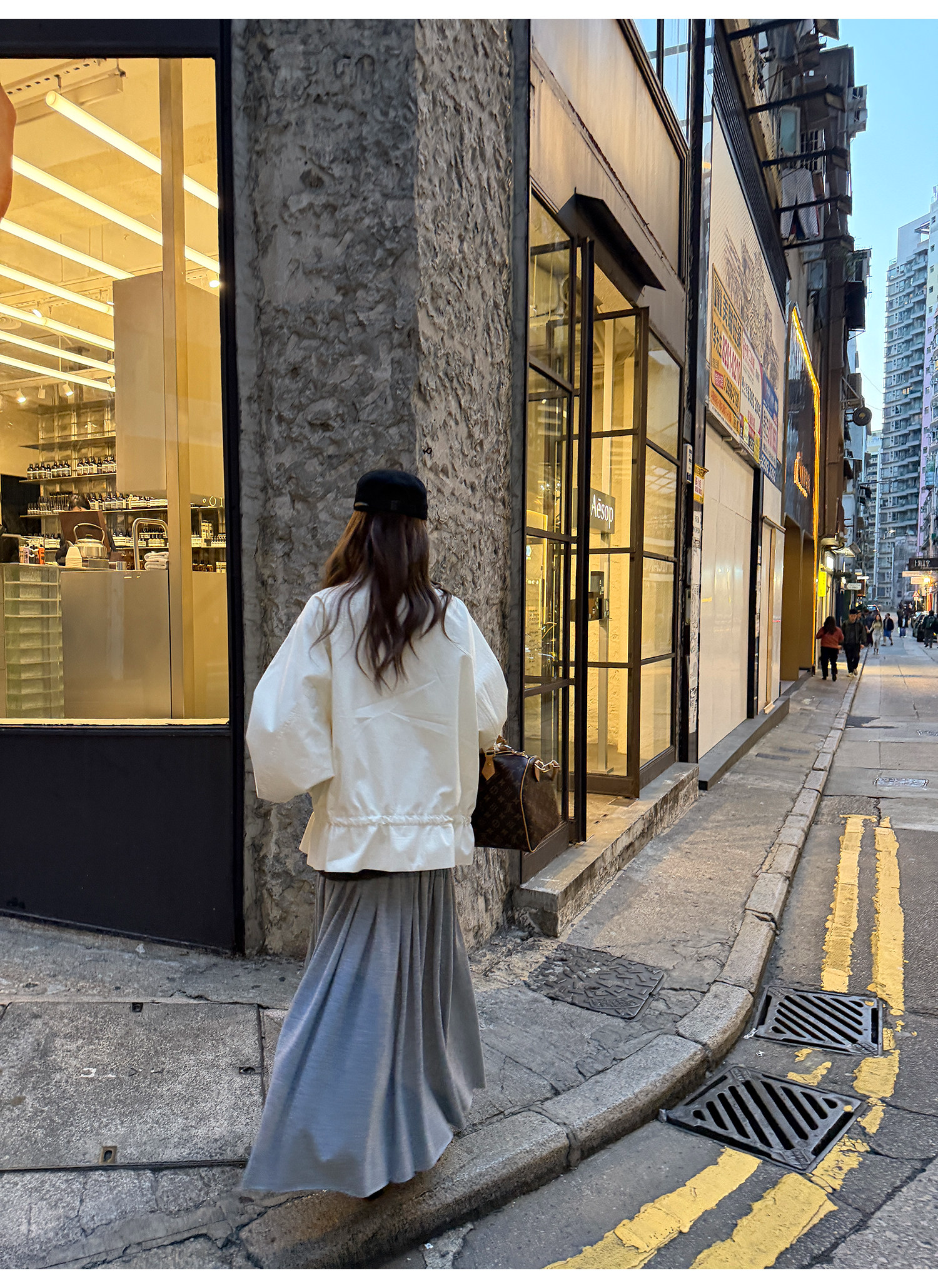 LelyMooch 立ち襟 ドロスト ミドル丈コート  LEM317