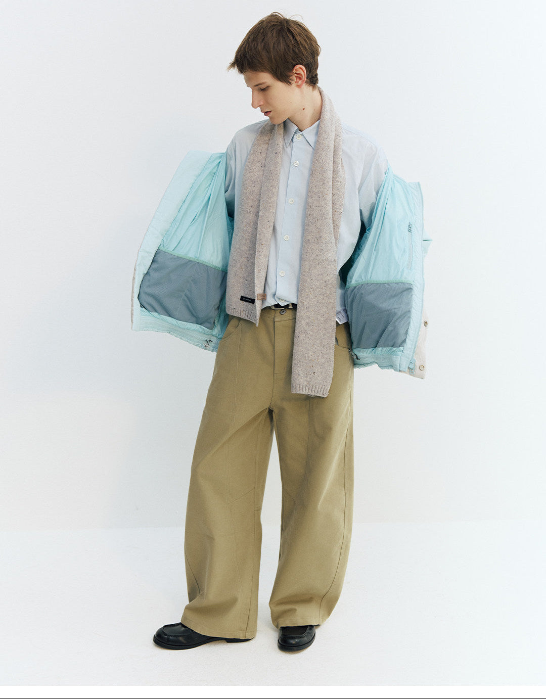 カーブ切替デザイン ツイルバレルパンツ  LOM050