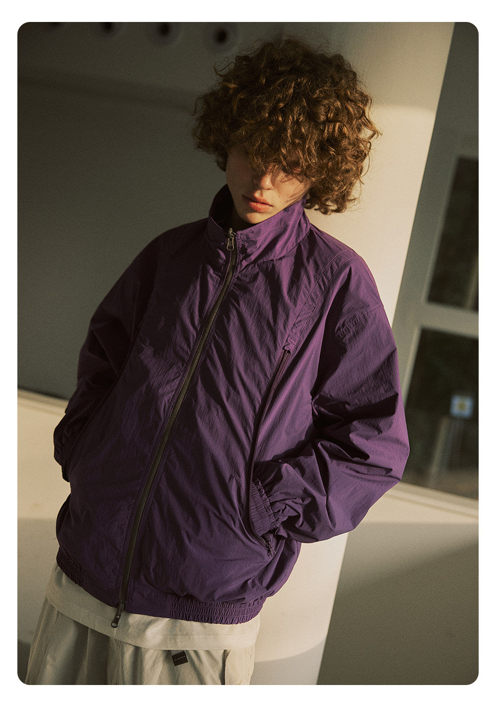 防風×配色リバーシブル仕様 立ち襟スポーツジャケット  LOM032