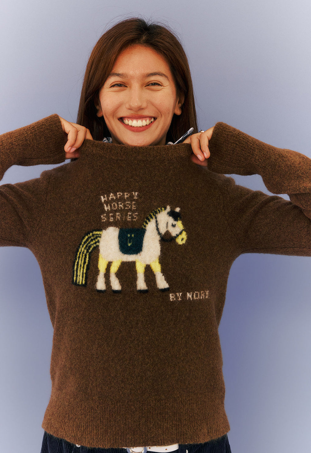 干支・馬モチーフ レトロジャカードニット  LOM040