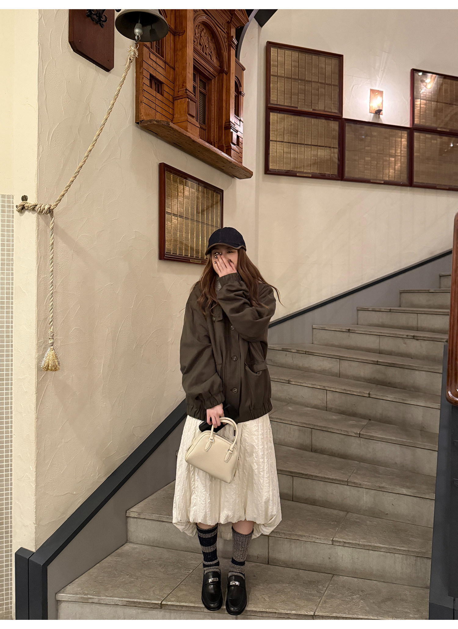 LelyMooch ドロスト ロングスカート シワ感素材 前後差  LEM288