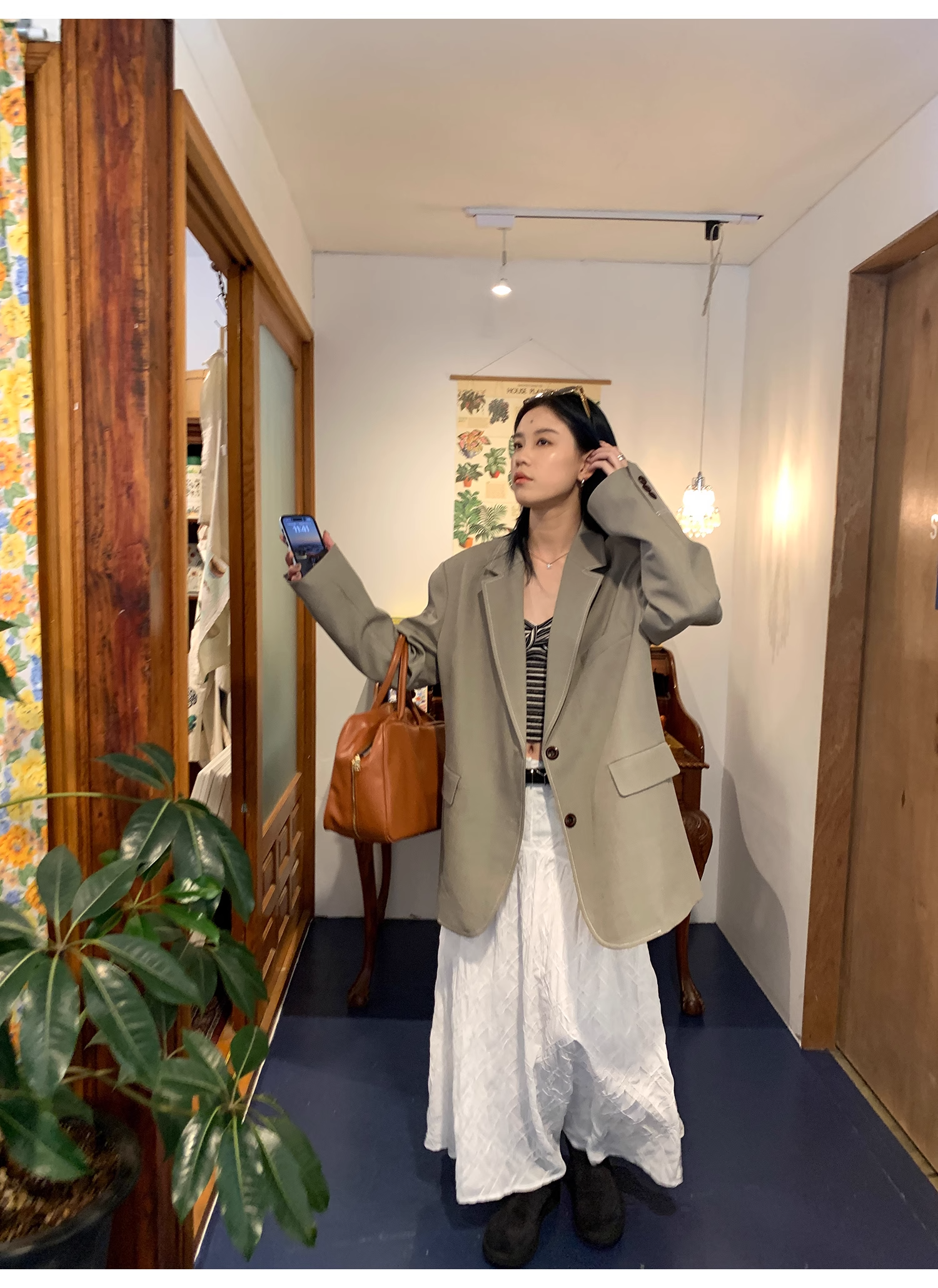 LelyMooch   立体格子柄 ホワイトスカート  LEM040