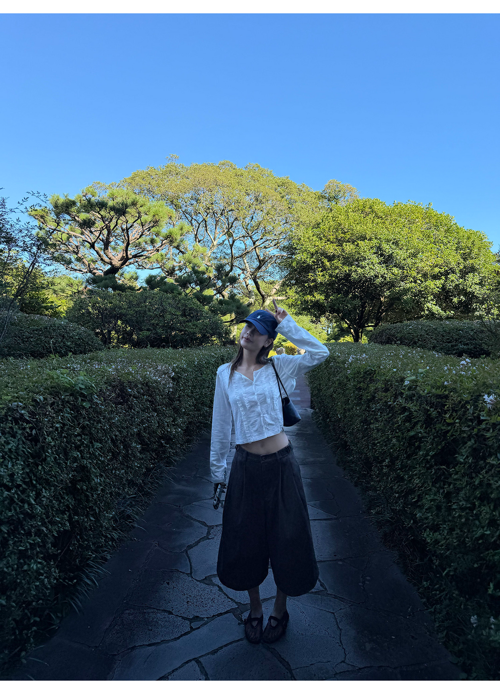 LelyMooch 配色ウエスト アジャスター付きタックキュロットパンツ  LEM396