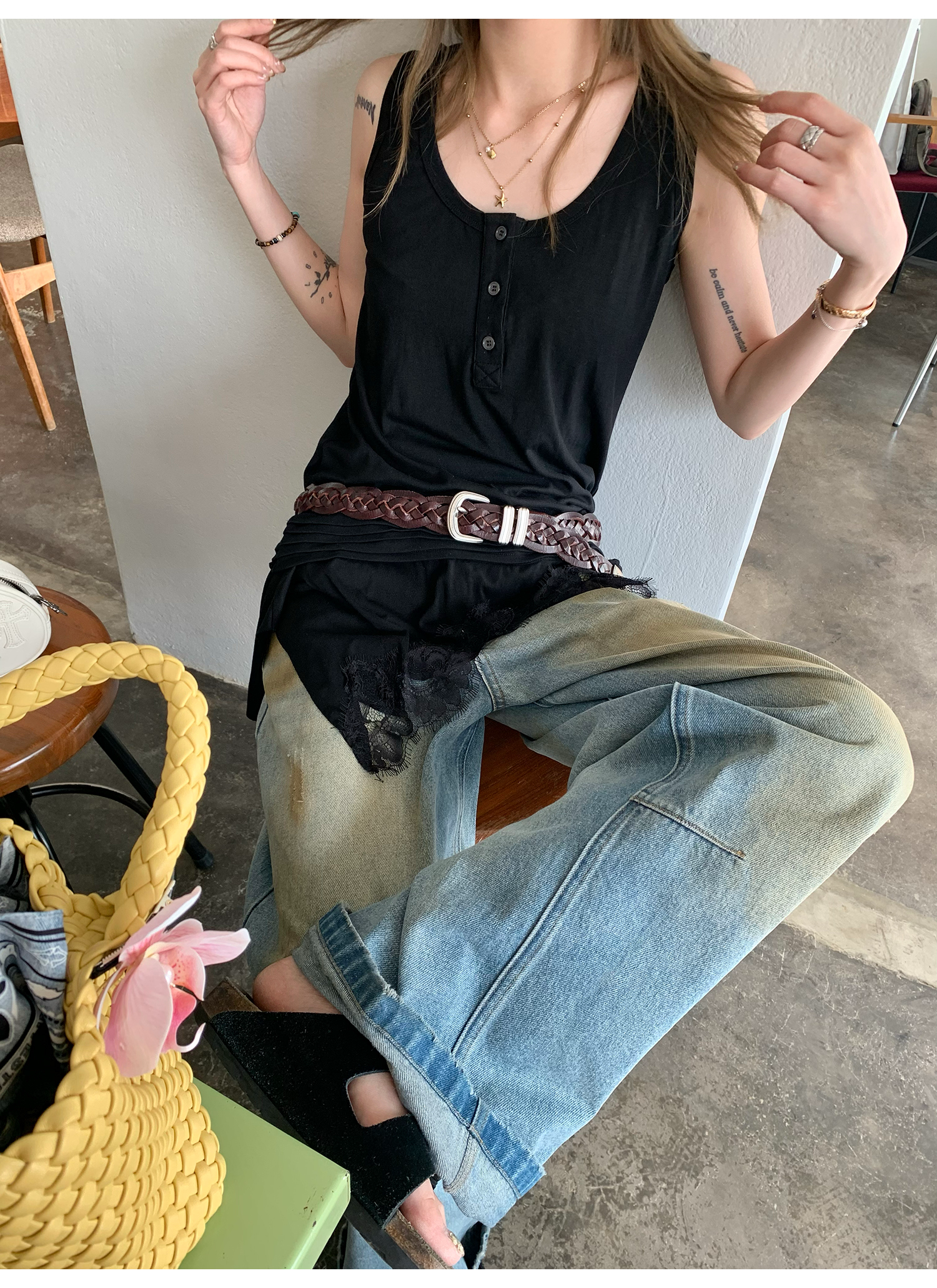 LelyMooch ゆるシルエット×レースタンク｜甘辛MIX  LEM133