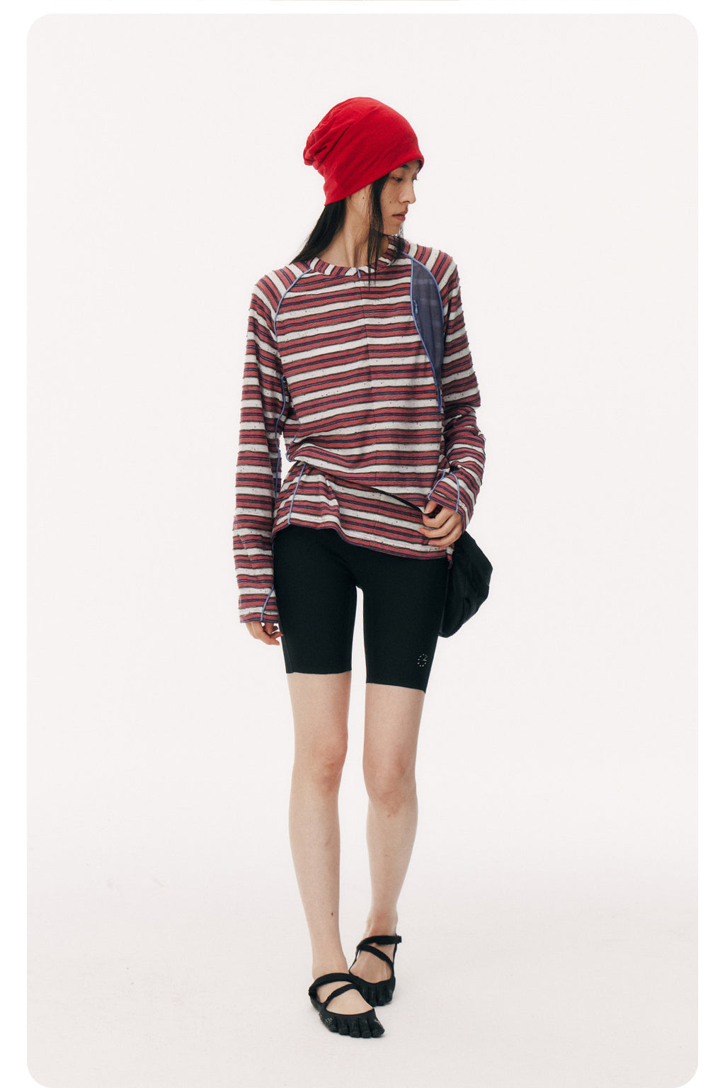 Striped Half-Zip Long Sleeve LOM104