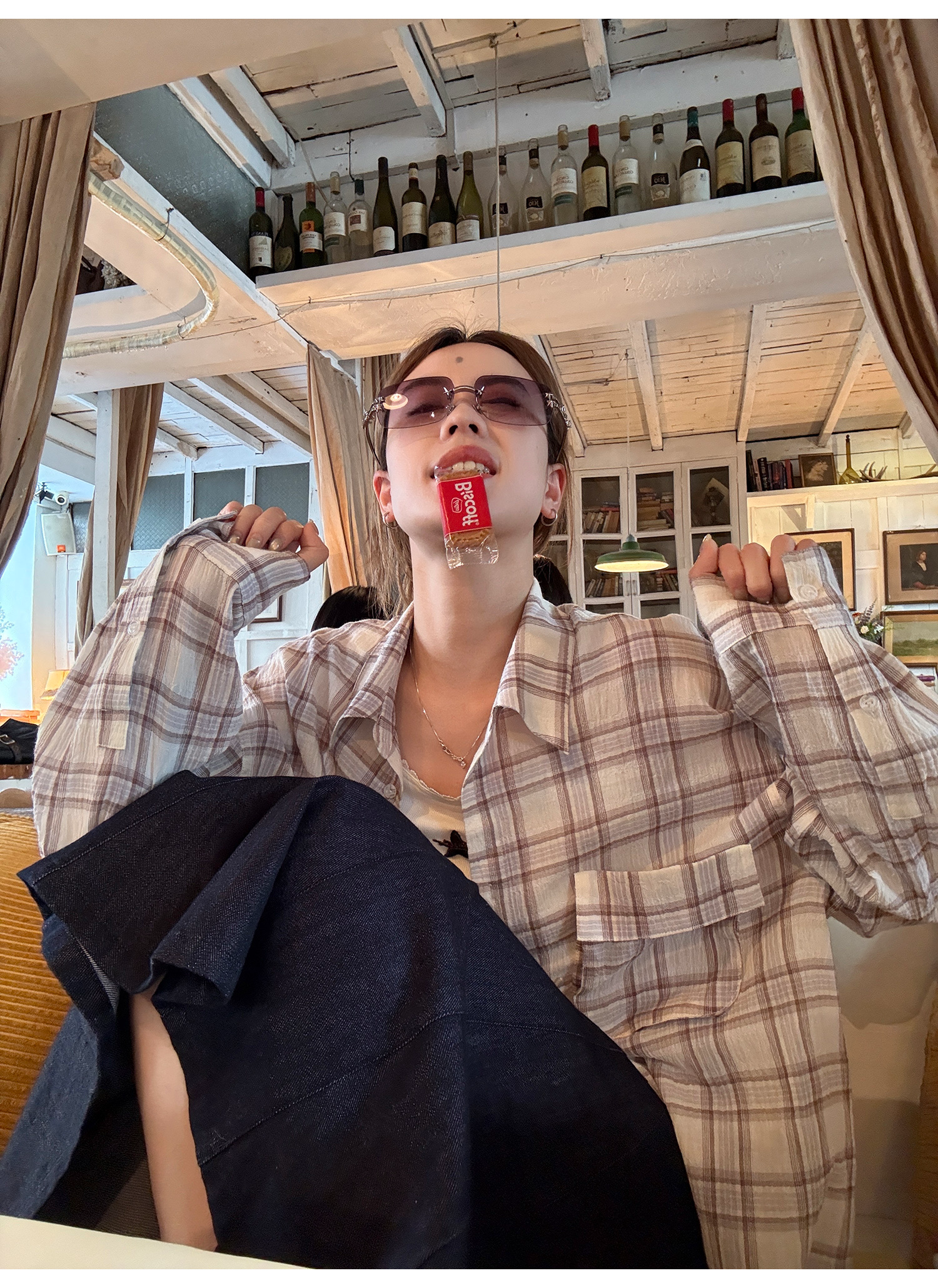 LelyMooch シアーチェックシャツ｜長袖  LEM197