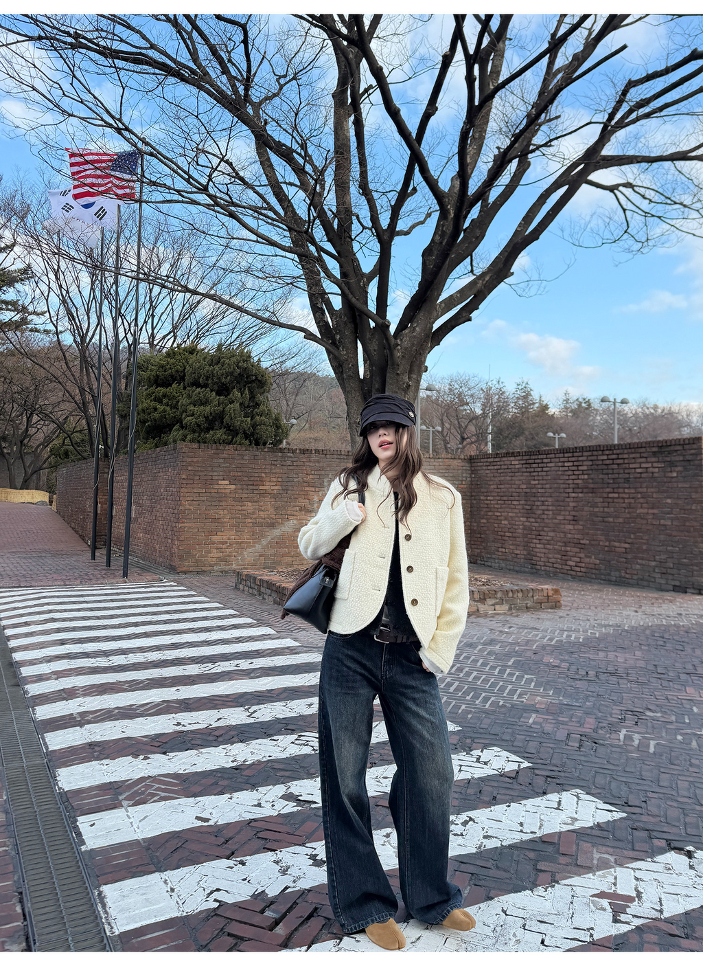 LelyMooch 色落ち加工 ストレートデニムパンツ　LEM304