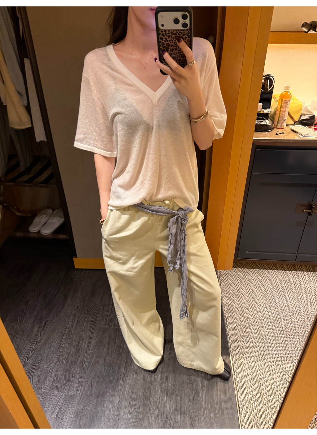 LelyMooch さらっと穿ける リネン混ワイドパンツ  LEM369