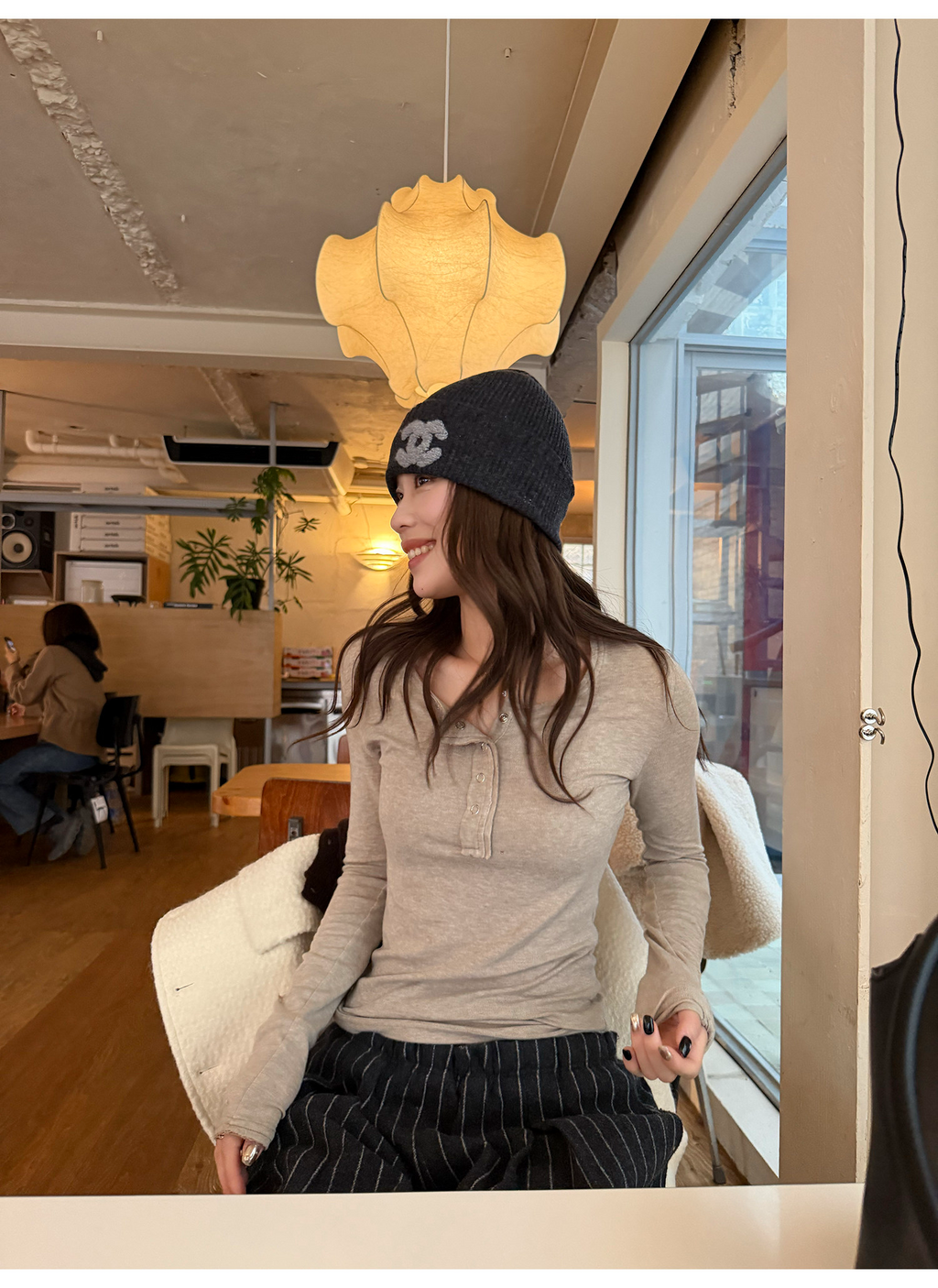 LelyMooch 3色展開 ヘンリーネック ウール混 インナートップス  LEM296