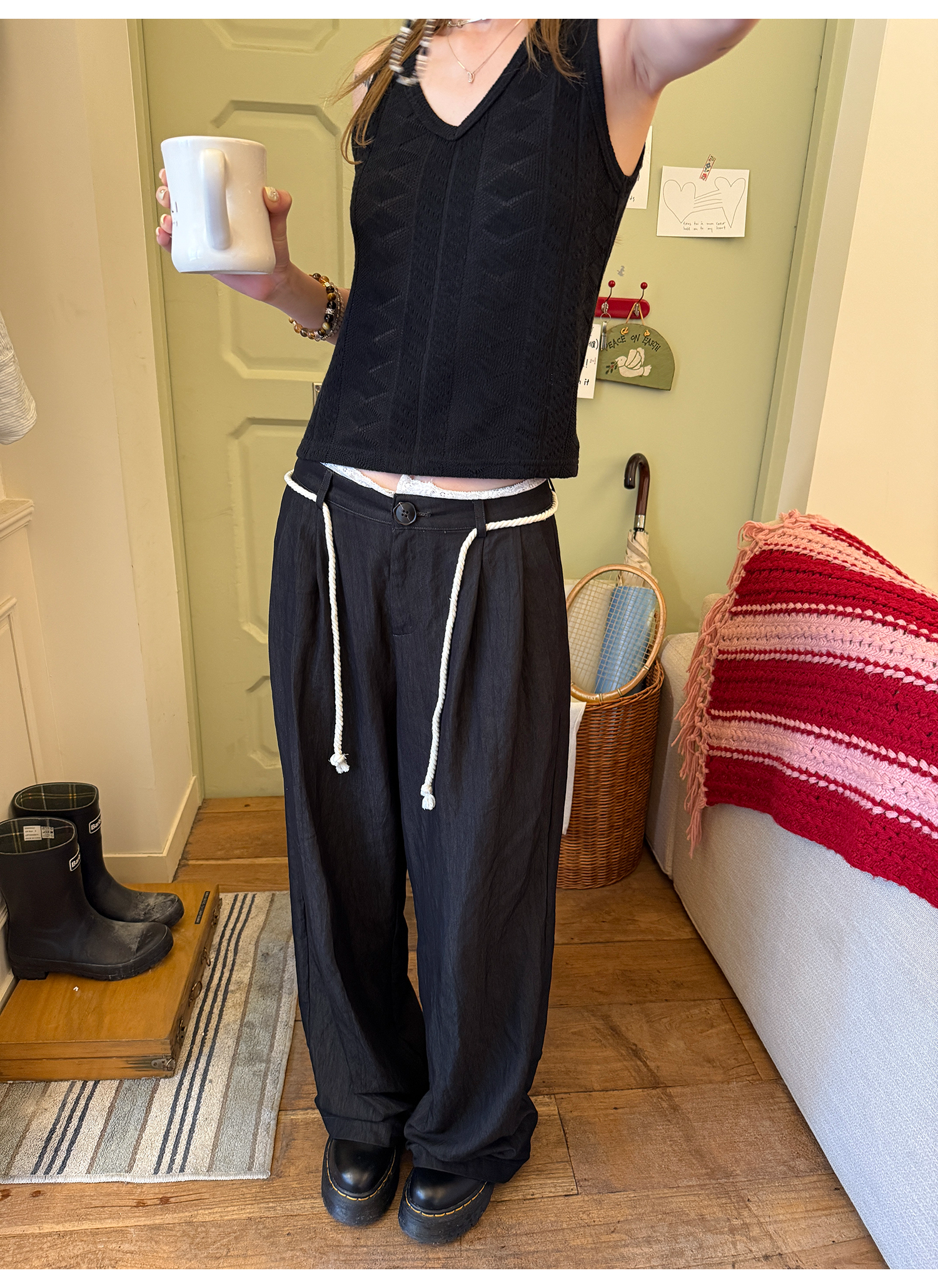 LelyMooch リボン付とろみパンツ　LEM167