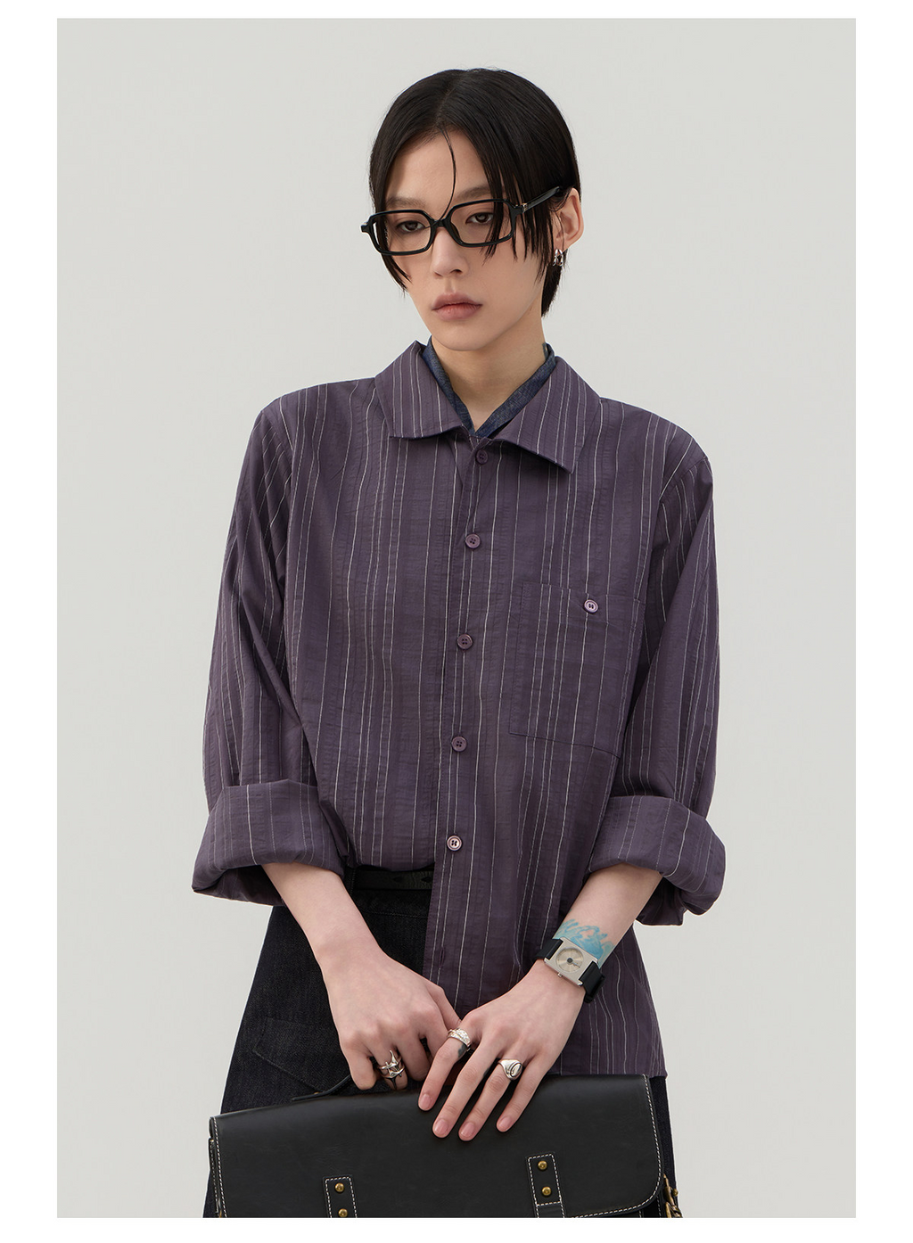 細縦縞 レギュラーシャツ  LOM043