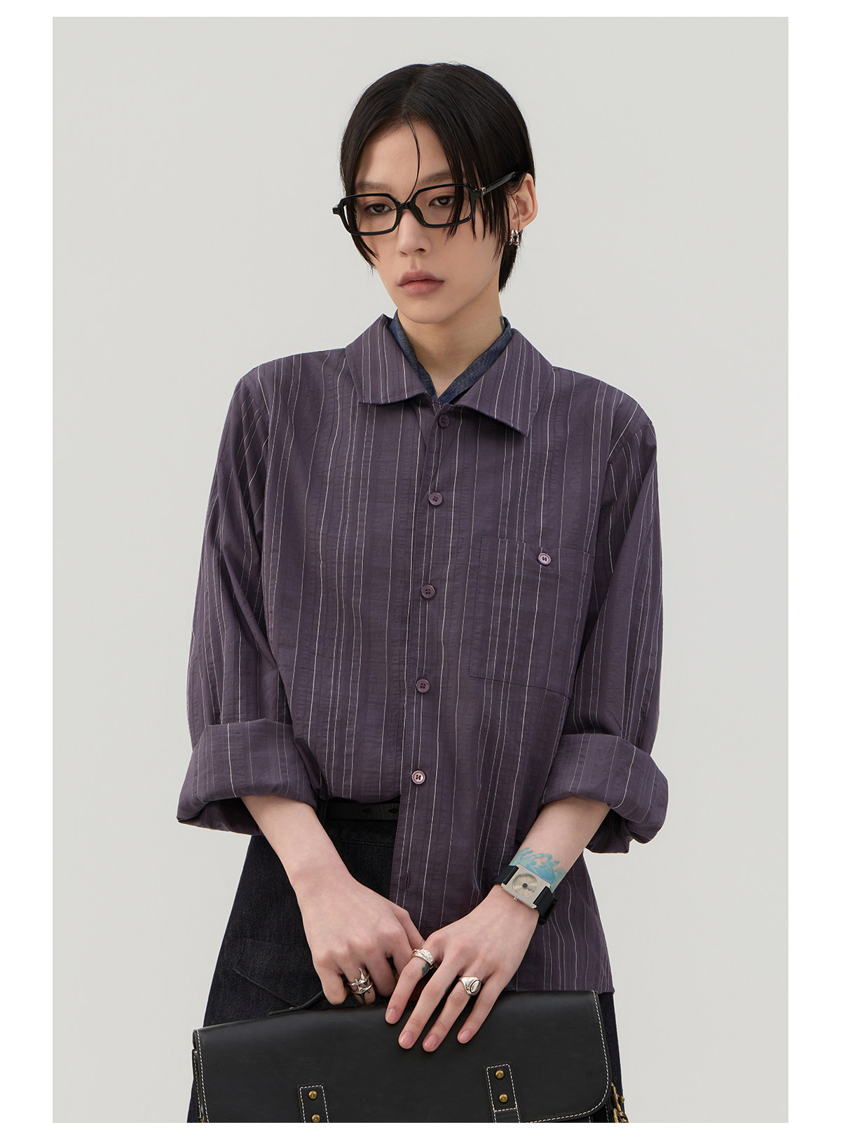 細縦縞 レギュラーシャツ  LOM043