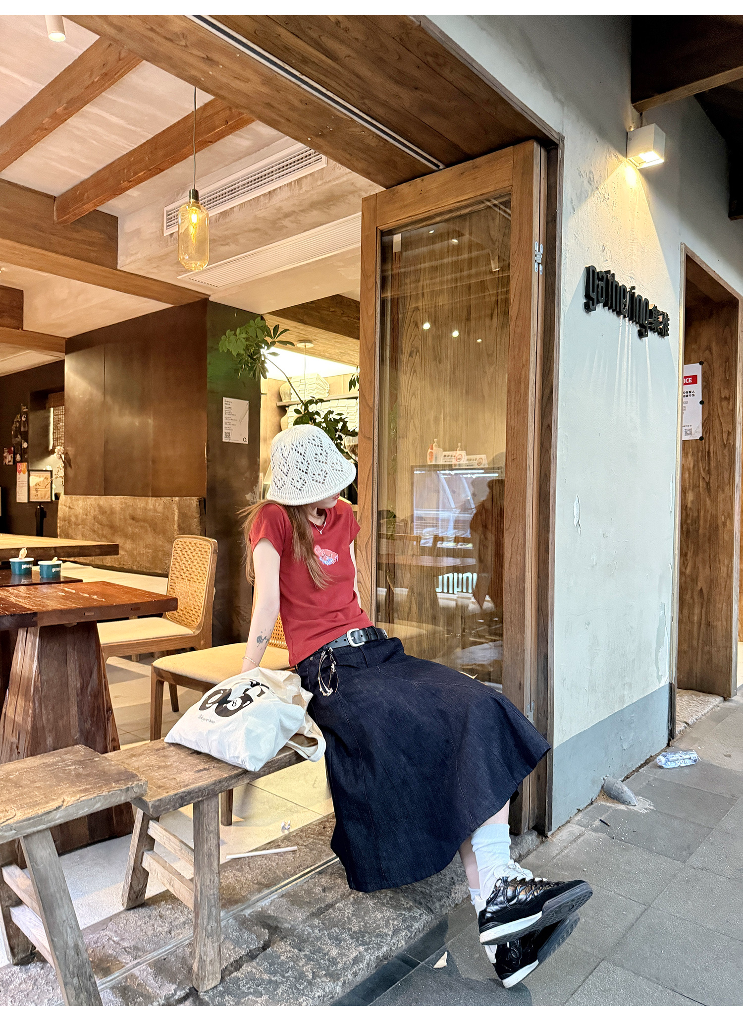 LelyMooch 通年使えるAラインデニムスカート   LEM202