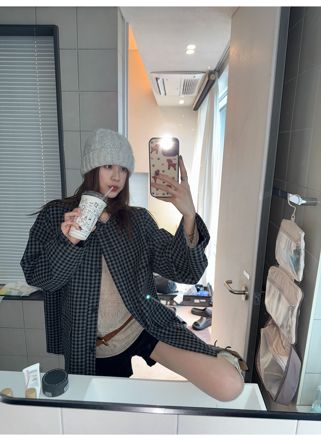 LelyMooch ブラックグレーチェックジャケット  LEM248