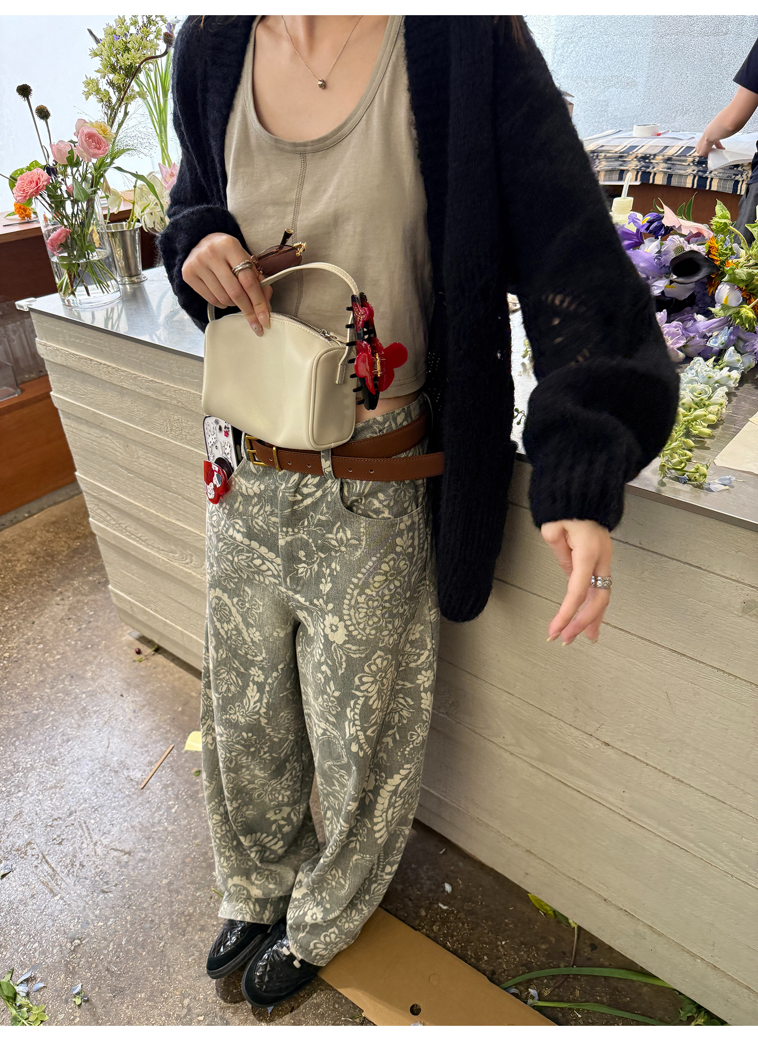 LelyMooch ペイズリー柄 ワイドパンツ  LEM221