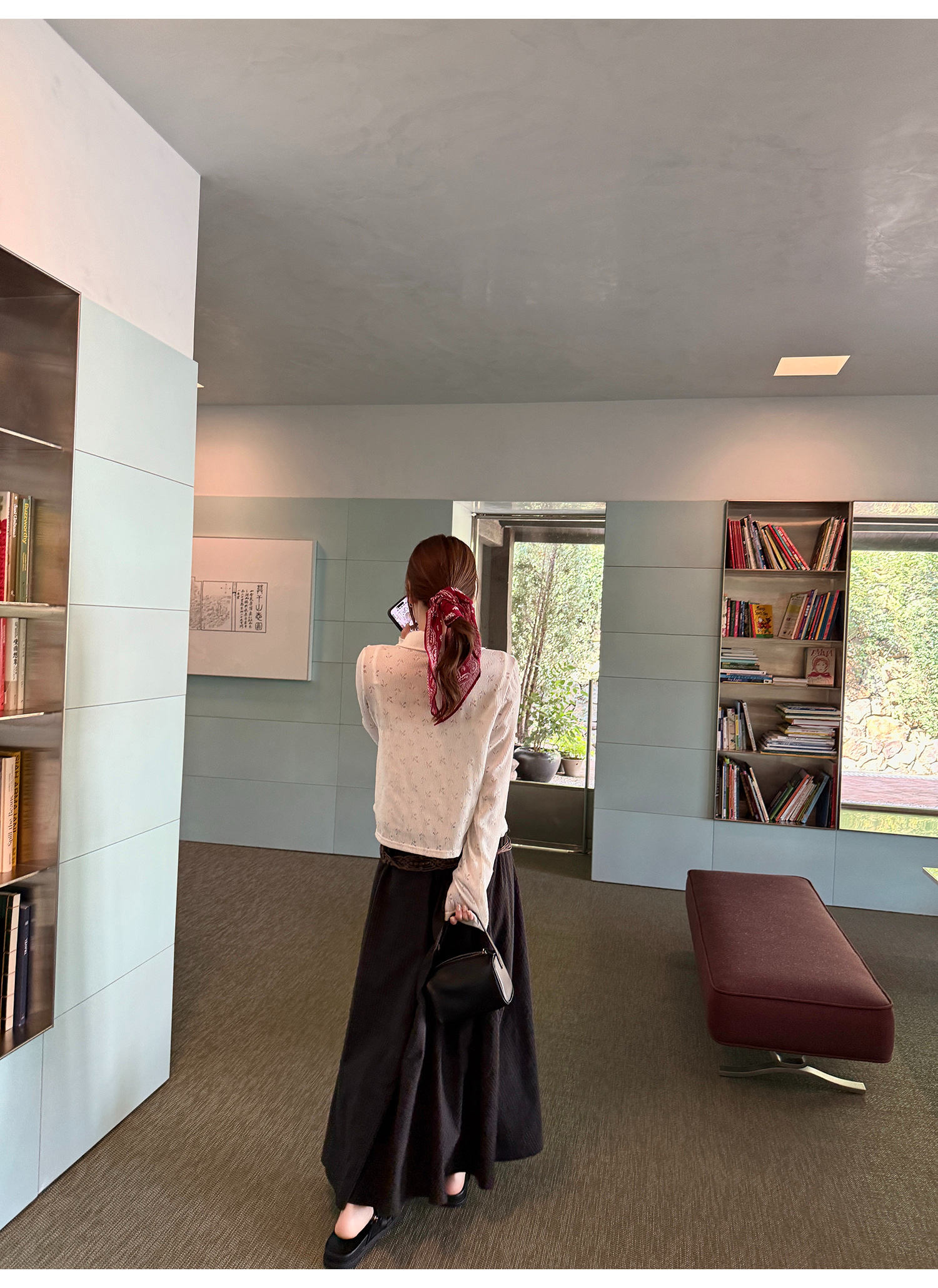 LelyMooch ふんわりチェックロングスカート  LEM208