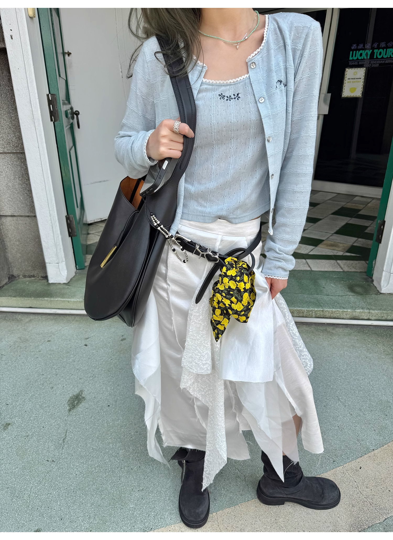 LelyMooch  重厚レース×光沢サテンスカート  LEM097