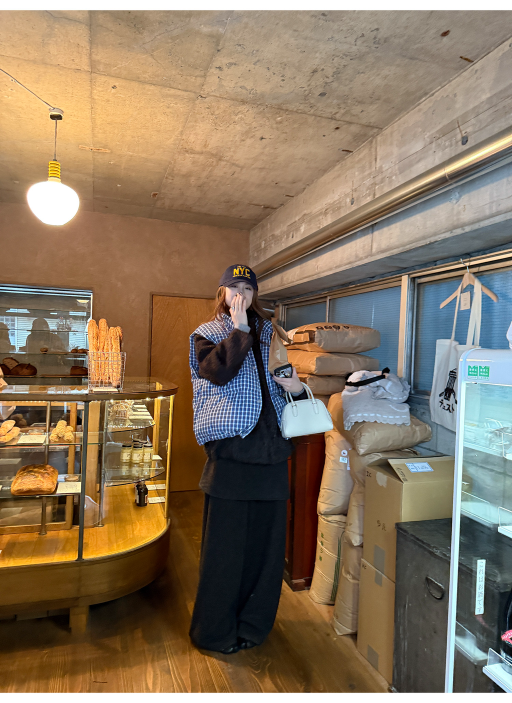 LelyMooch ギンガムチェック スタンドカラー ダウンベスト  LEM291