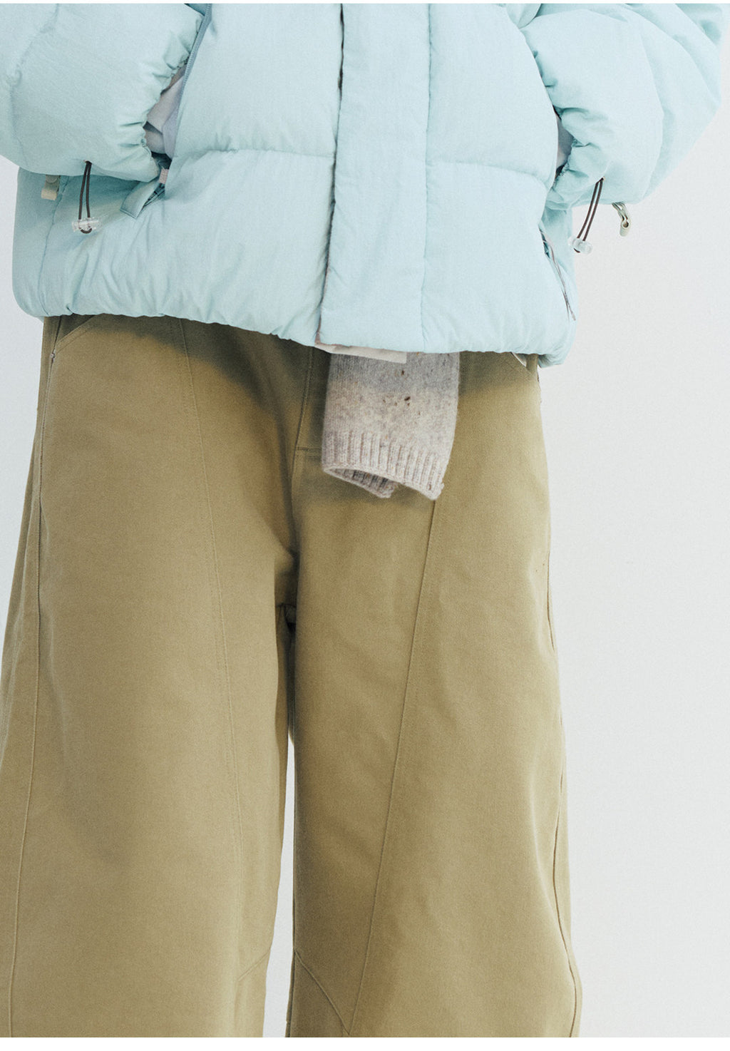 カーブ切替デザイン ツイルバレルパンツ  LOM050