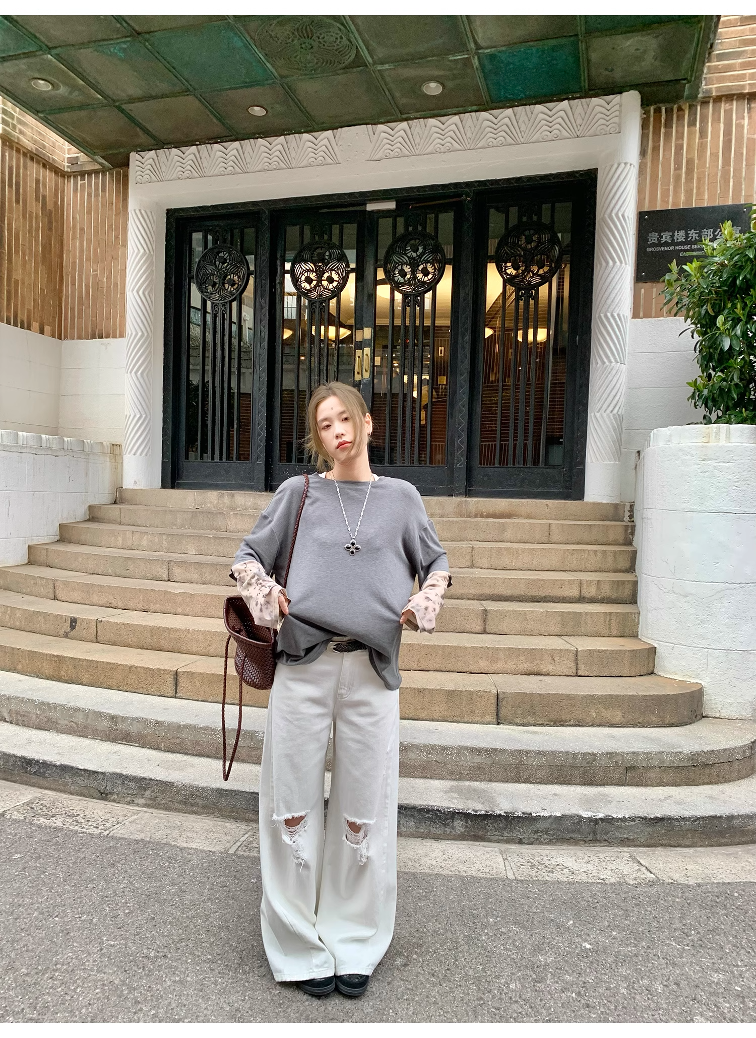 LelyMooch  レオパード柄袖  ロンTシャツ  LEM117