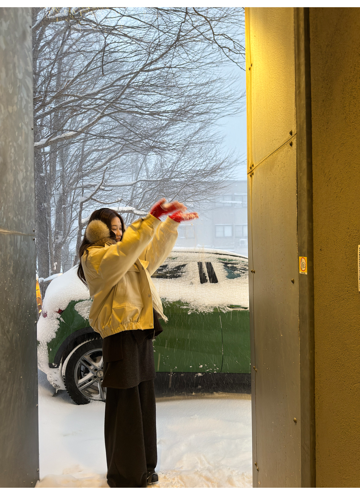 LelyMooch 取り外し襟付き 中綿ショートアウター  LEM305